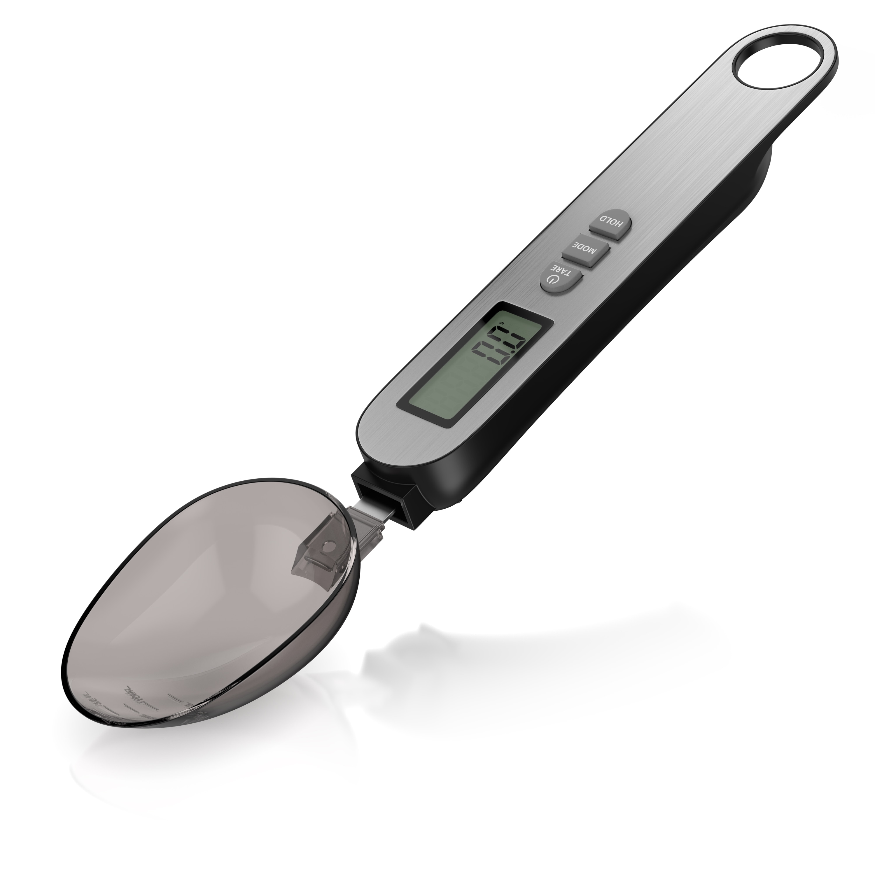 Arendo L&ouml;ffelwaage K&uuml;chenwaage digital, Feinwaage, LCD-Anzeige, max. 500g, 0,1g Aufl&ouml;sung, 2 abnehmbare L&ouml;ffel mit Skalierung, Abschaltautomatik 60 s 