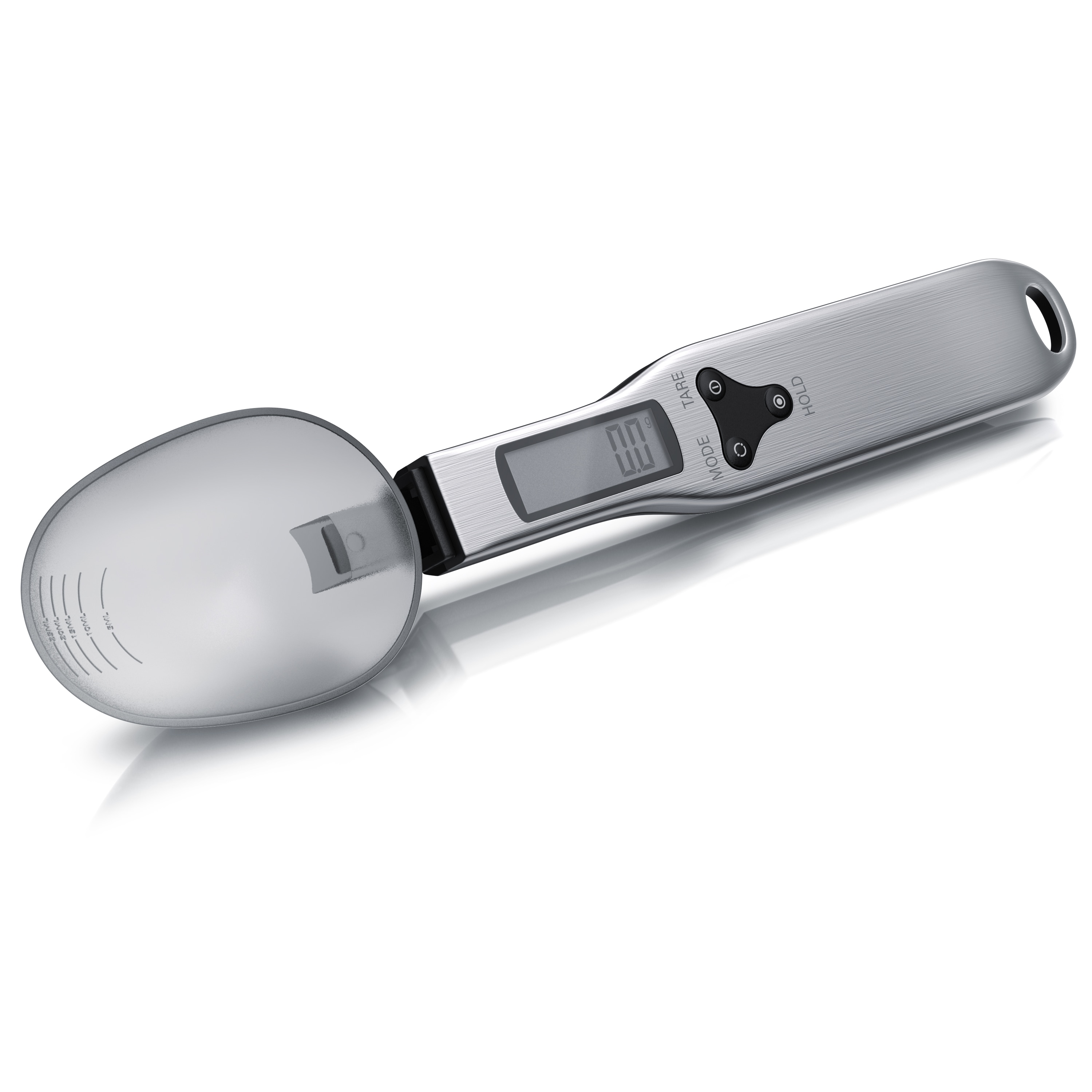 Arendo L&ouml;ffelwaage K&uuml;chenwaage Feinwaage digital, 0,1 g, 1&ndash;500 g, LCD-Anzeige, aufh&auml;ngbar, (1-tlg), Einheiten g oz gn ct, abnehmbarer L&ouml;ffel 