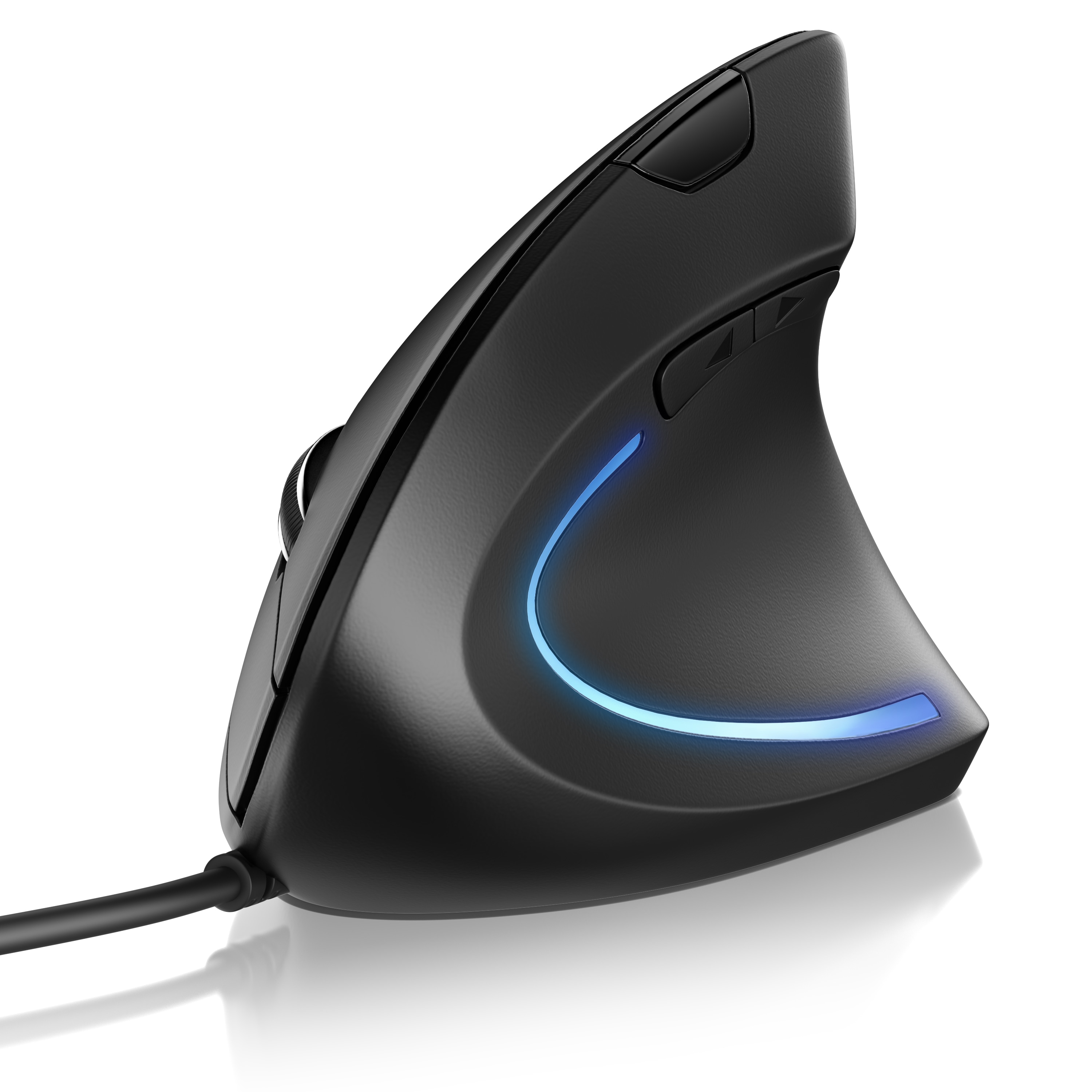 CSL ergonomische Vertikalmaus f&uuml;r Rechtsh&auml;nder, USB-Kabel 1,78 m, optisch, 6 Tasten, 800&ndash;6400 dpi, gummierte Oberfl&auml;che, schwarz 