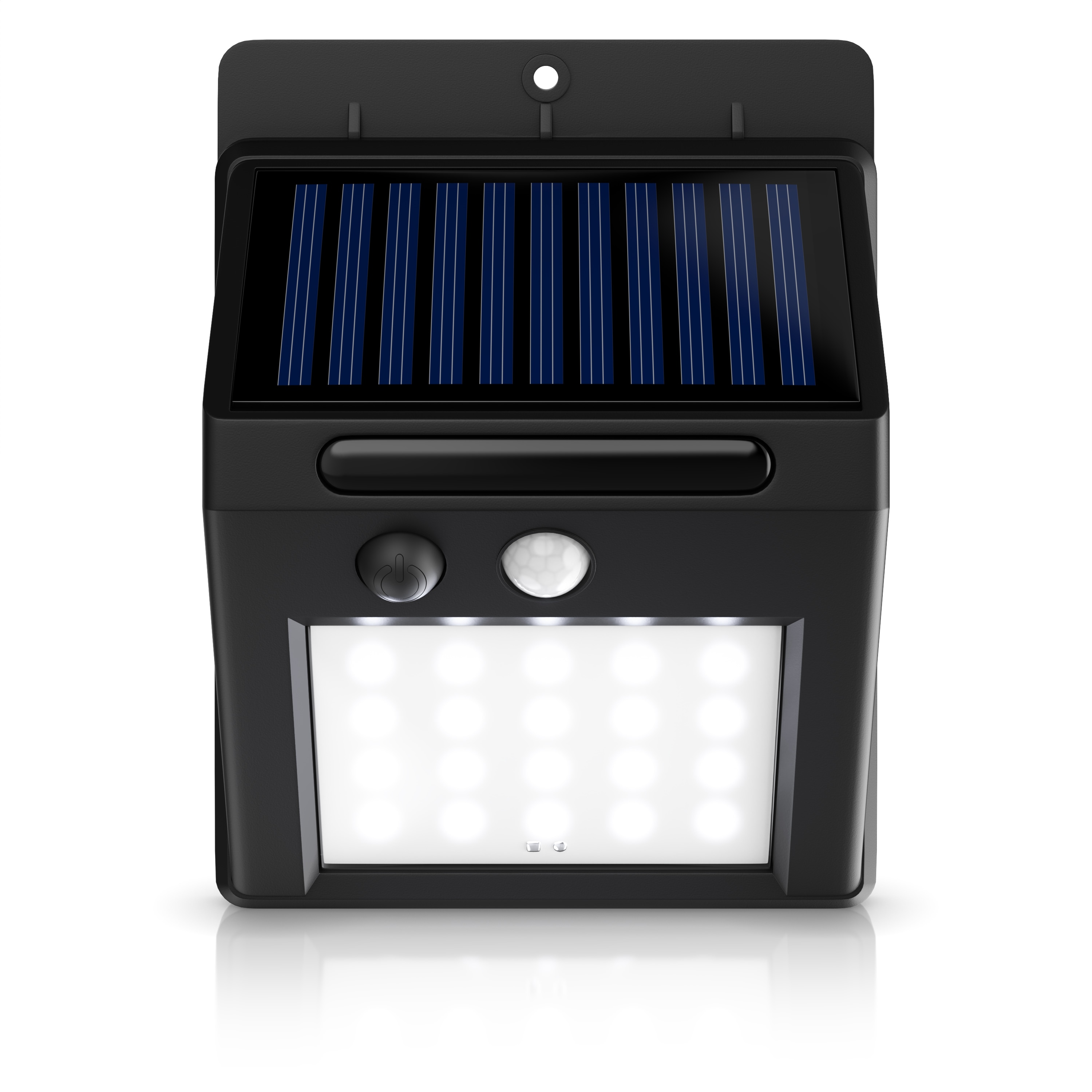 Bearware LED Solarleuchte Solarlampe f&uuml;r Au&szlig;en mit Bewegungsmelder & Akku 1200mAh, IP54, Ein-/Ausschalter, LED fest integriert, Kaltwei&szlig;, Wandleuchte 