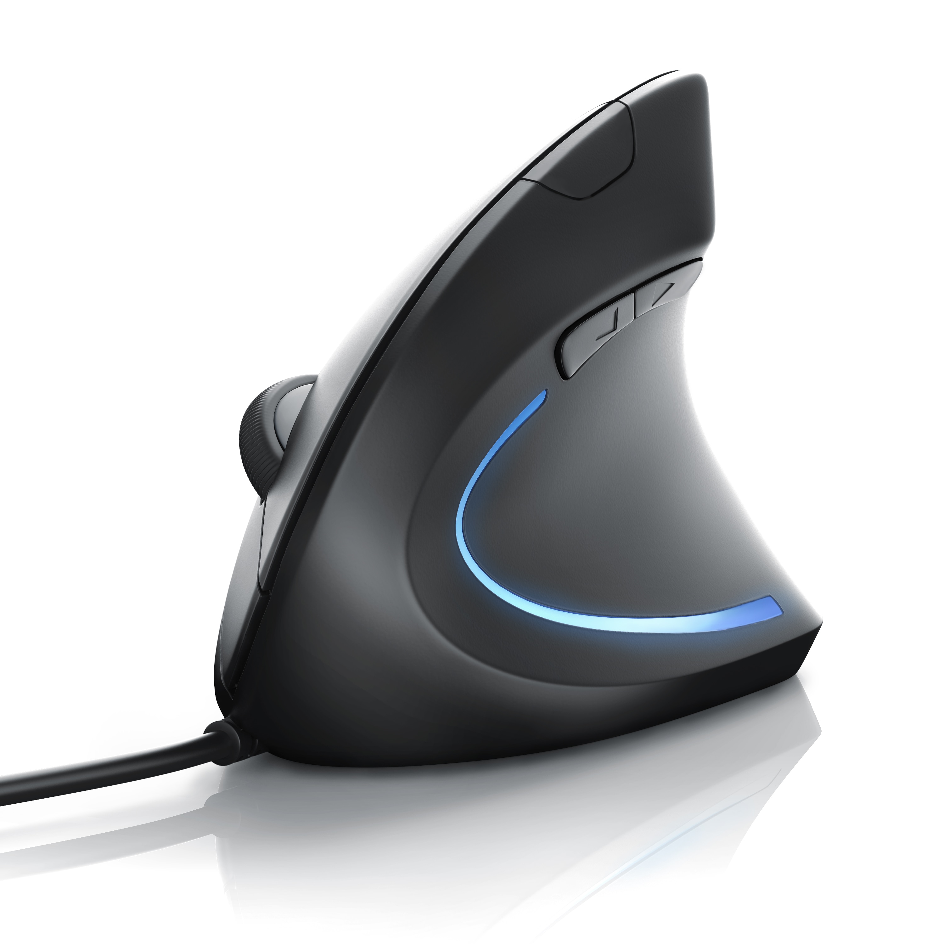 CSL ergonomische Vertikalmaus f&uuml;r Rechtsh&auml;nder, kabelgebunden per USB, optischer Sensor, bis 6400 dpi, Soft-Touch-Oberfl&auml;che, schwarz 