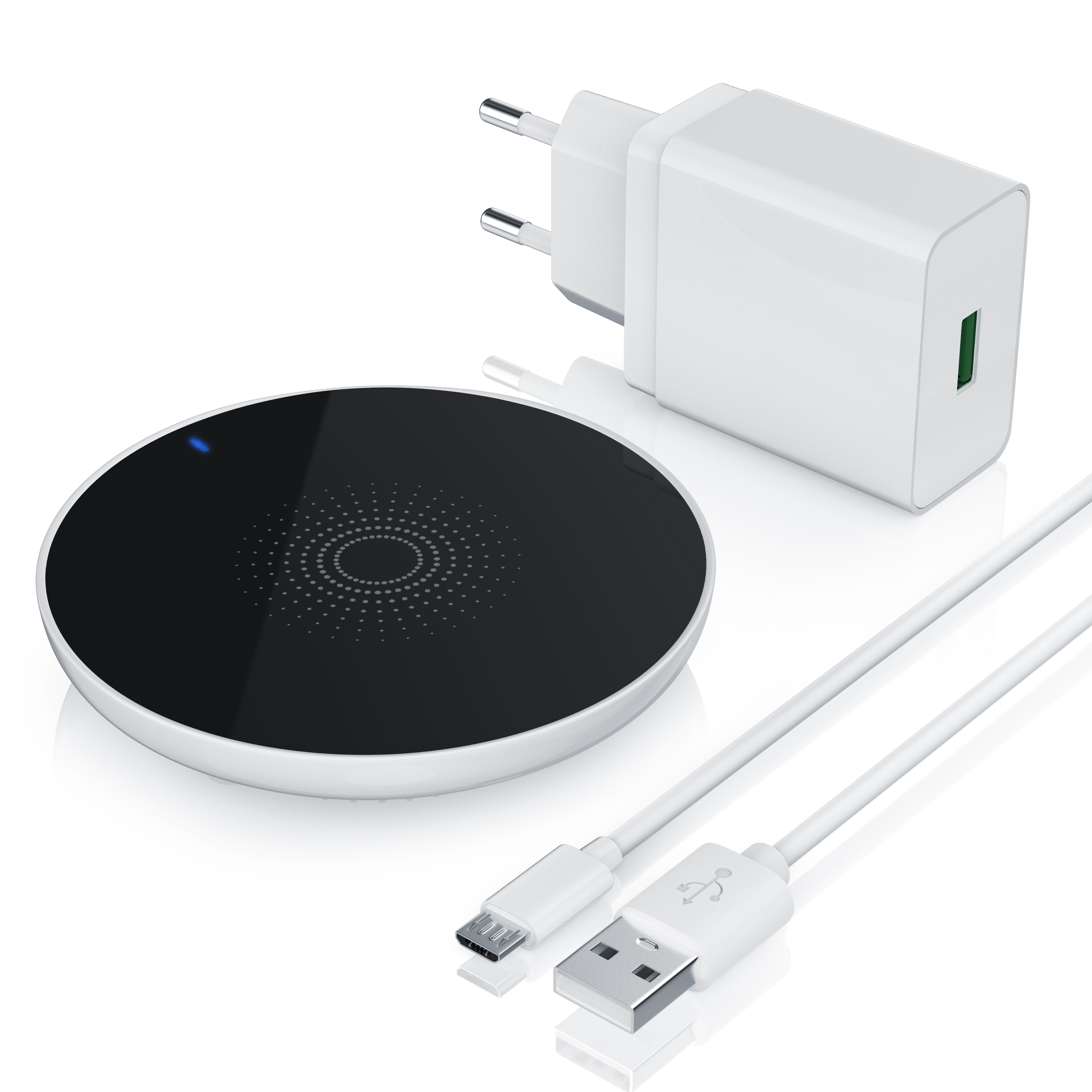 Aplic Wireless Charger f&uuml;r Qi-kompatible Smartphones, induktives Ladeger&auml;t mit bis zu 10 W, inklusive Quick-Charge-3.0-USB-Netzteil 