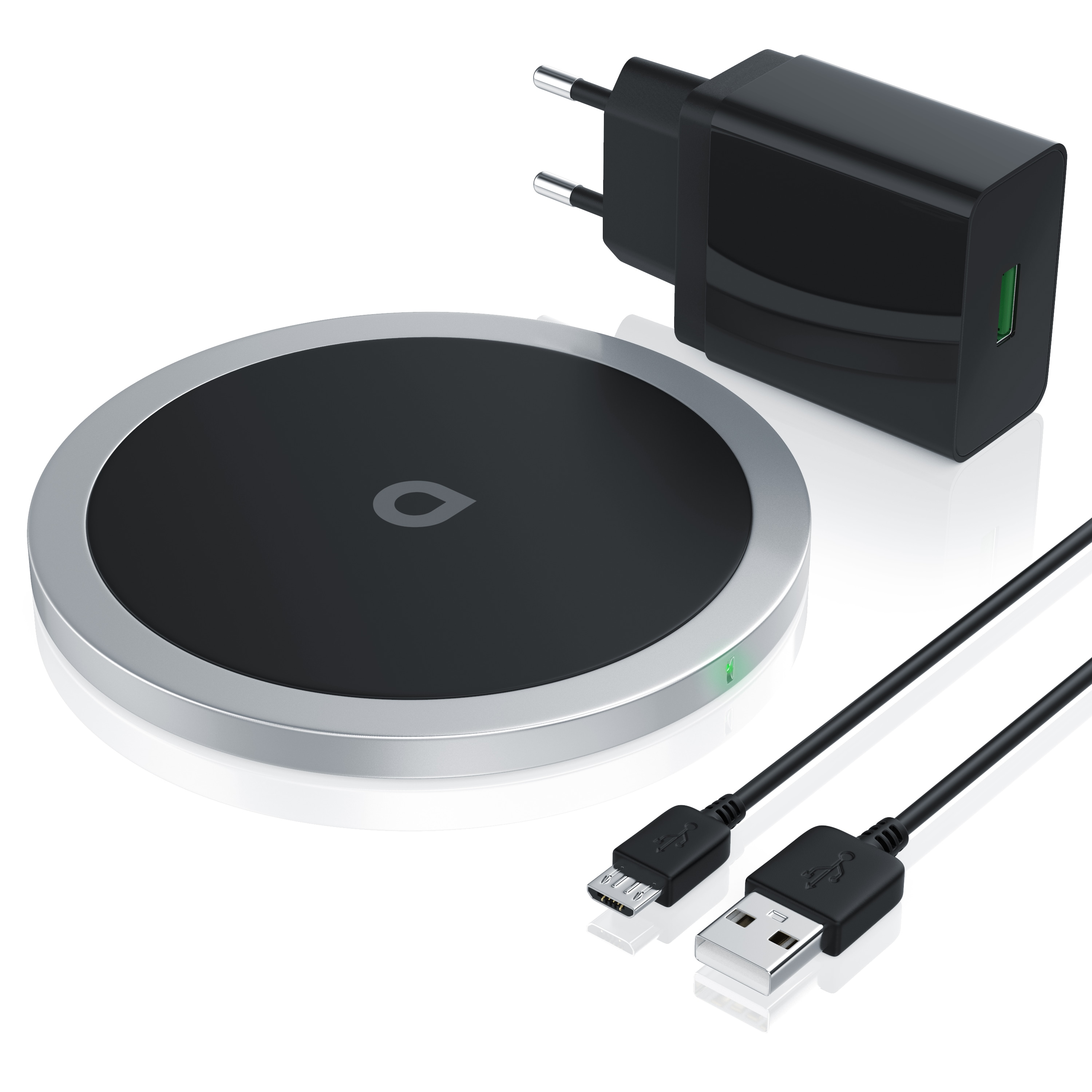 Aplic induktives Ladeger&auml;t f&uuml;r Qi-kompatible Smartphones, Wireless Fast Charger mit bis zu 10 W, Aluminiumgeh&auml;use, Antirutschauflage 