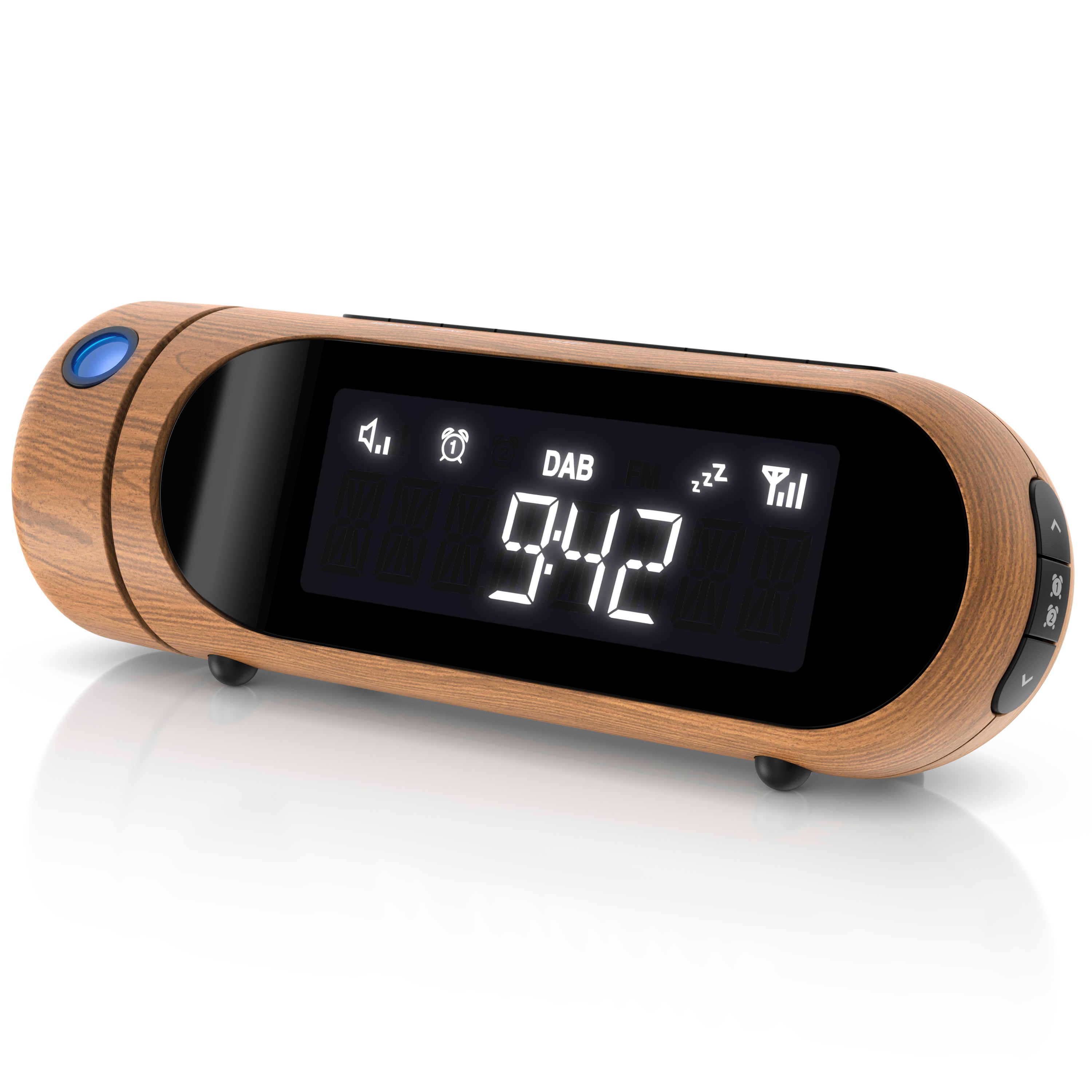 Bearware Radiowecker DAB Plus Radio, Projektionswecker, FM & DAB+ mit je 20 Speicherpl&auml;tzen K&uuml;chenradio digital, Wecker, 4 Helligkeitsstufen 