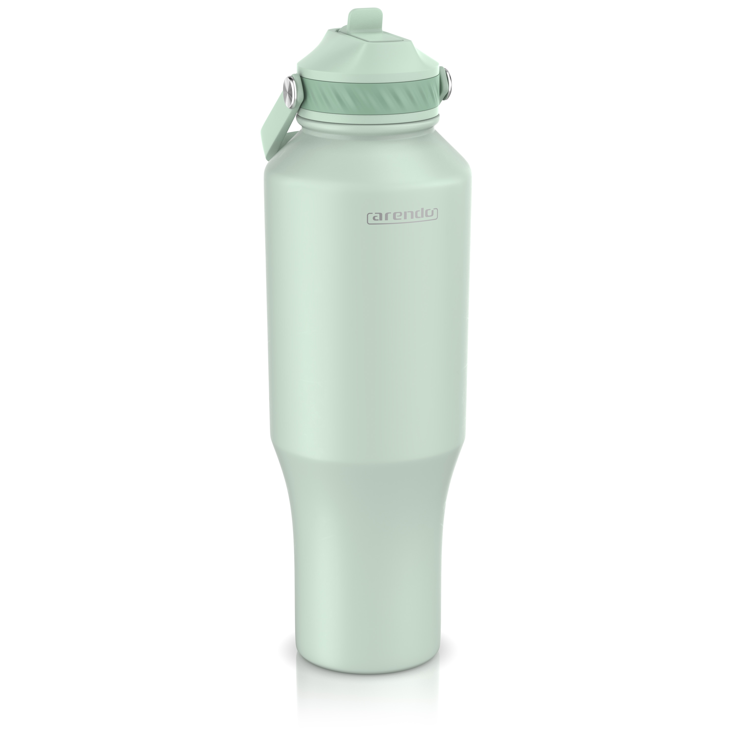 Arendo Thermobecher 1000 ml aus Edelstahl, doppelwandig vakuumisoliert, mit Strohhalm, Klappverschluss und Tragegriff, auslaufsicher 
