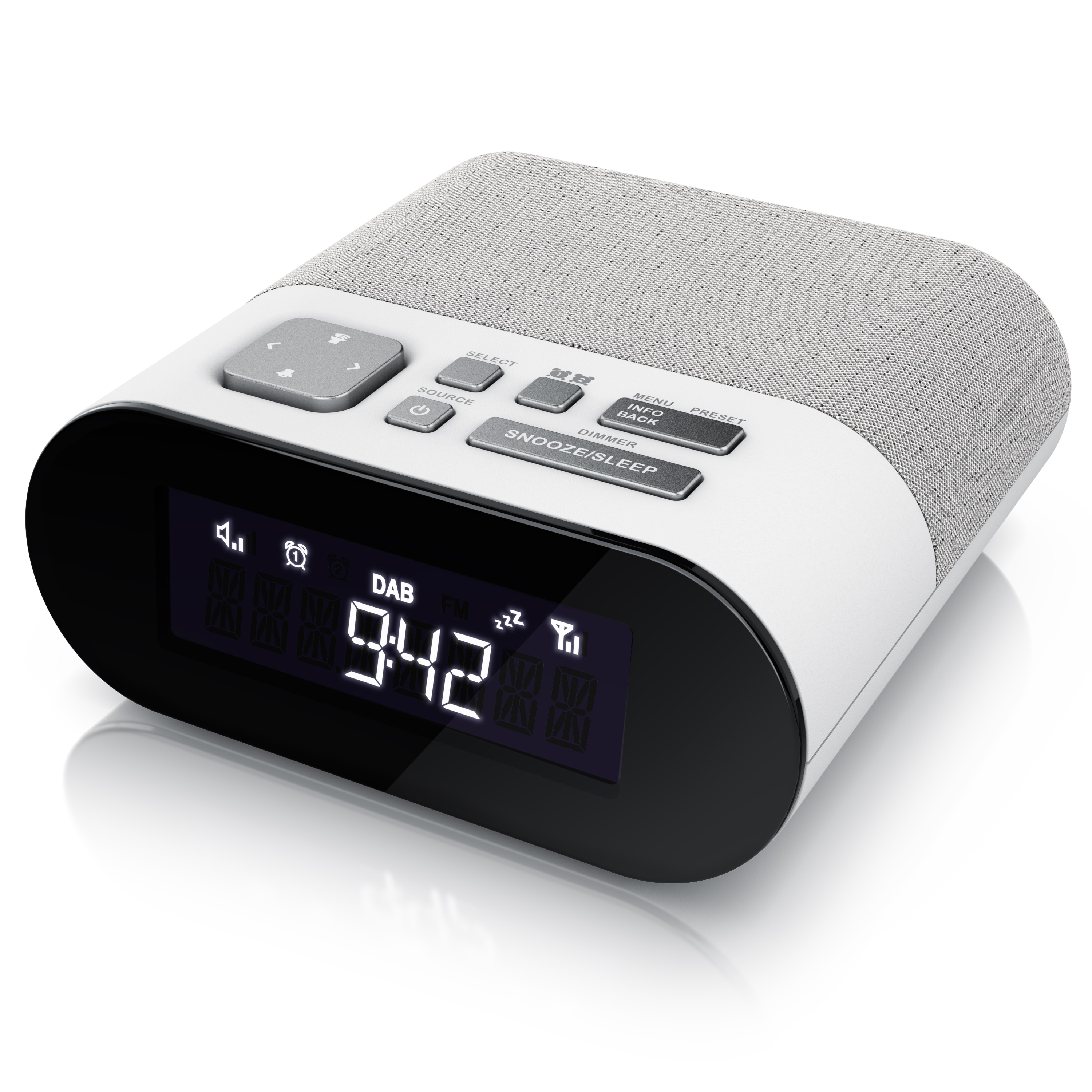 BEARWARE Radiowecker K&uuml;chenradio digital, FM, DAB+ Radio, Wecker, Dual Alarm Snooze, 4 Helligkeitsstufen, USB Ladeport, Abschalttimer 