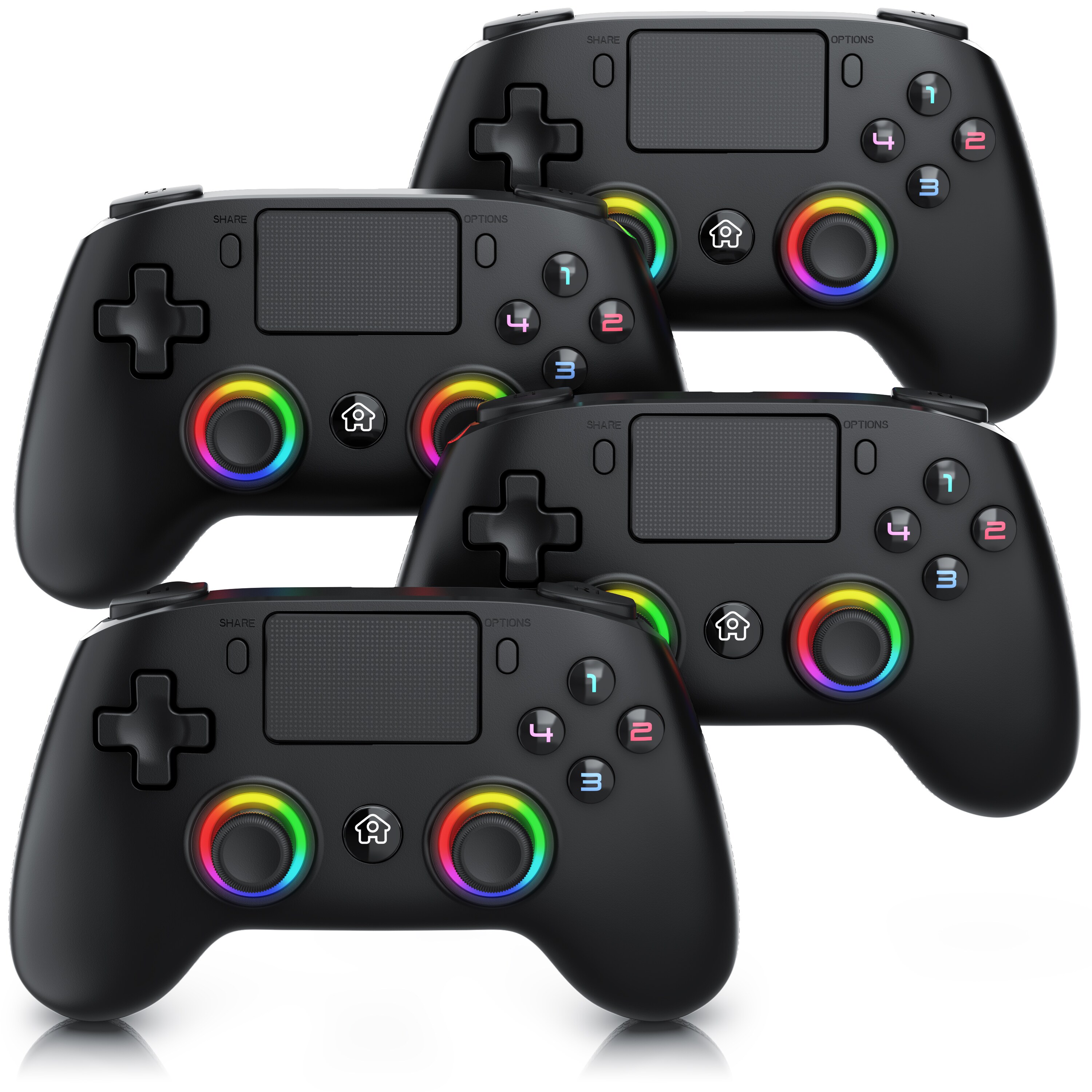 CSL Wireless Gamepad f&uuml;r PS4 & PC, Dual Vibration, Touchpad, 3,5 mm Klinke PlayStation 4-Controller (Spar-Set, 4 St., f&uuml;r Playstation 4 Pro / Slim 