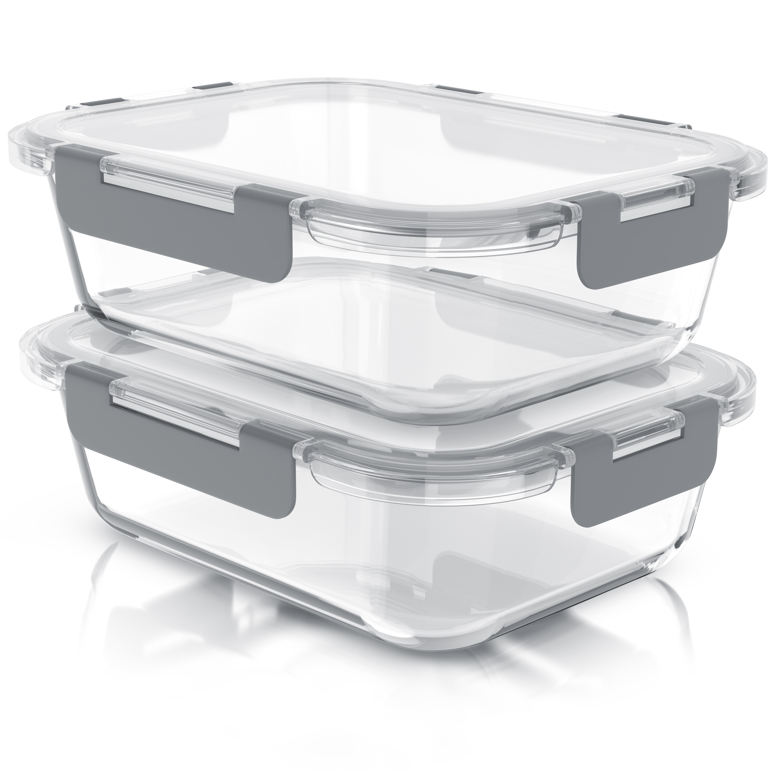 Arendo Frischhaltedosen aus Borosilikatglas, 2er-Set mit je 1520 ml, luftdichte Deckel mit Silikondichtung, stapelbar f&uuml;r Meal Prep 