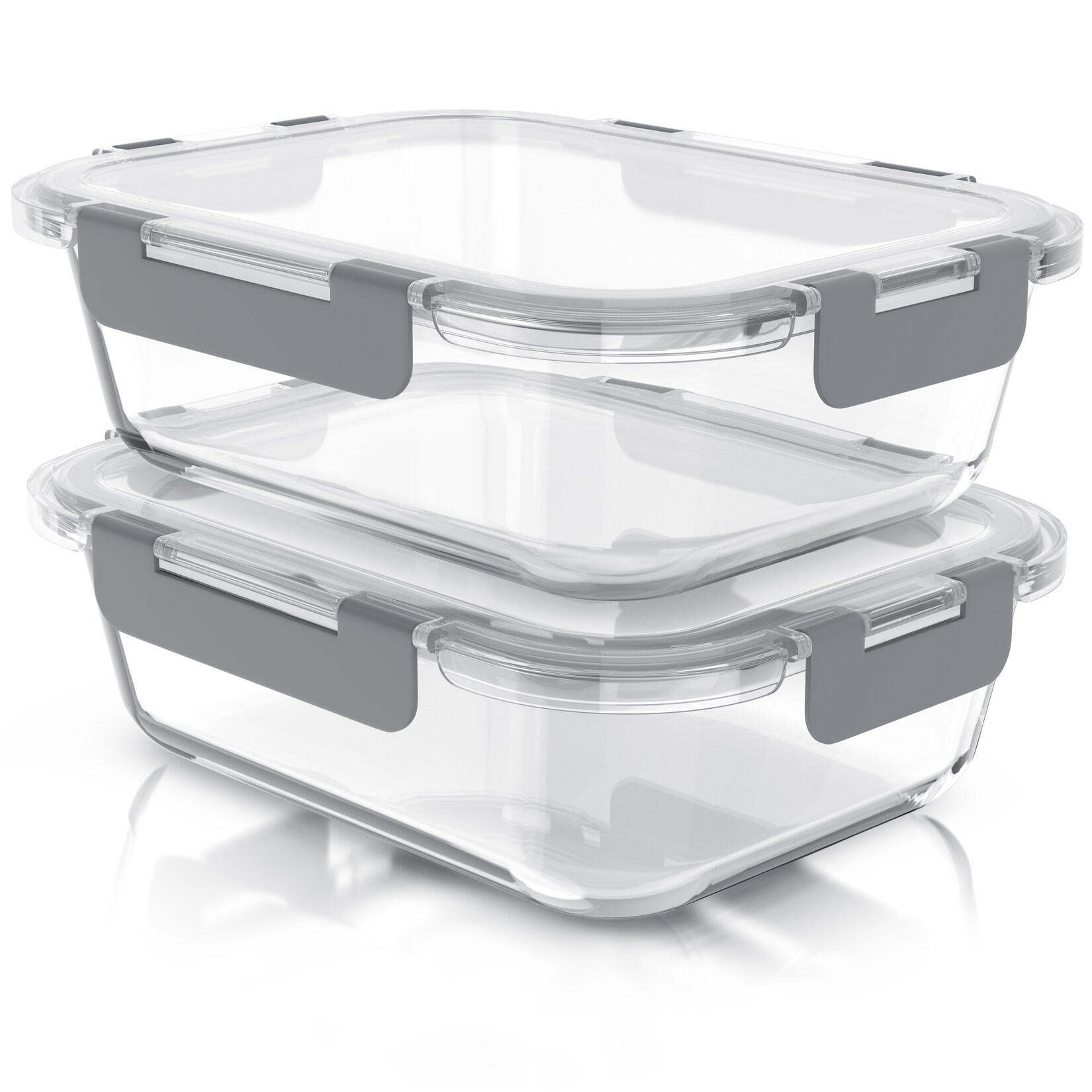 Arendo Frischhaltedosen aus Borosilikatglas, 2er-Set mit je 1520 ml, luftdichte Deckel mit Silikondichtung, stapelbar für Meal Prep