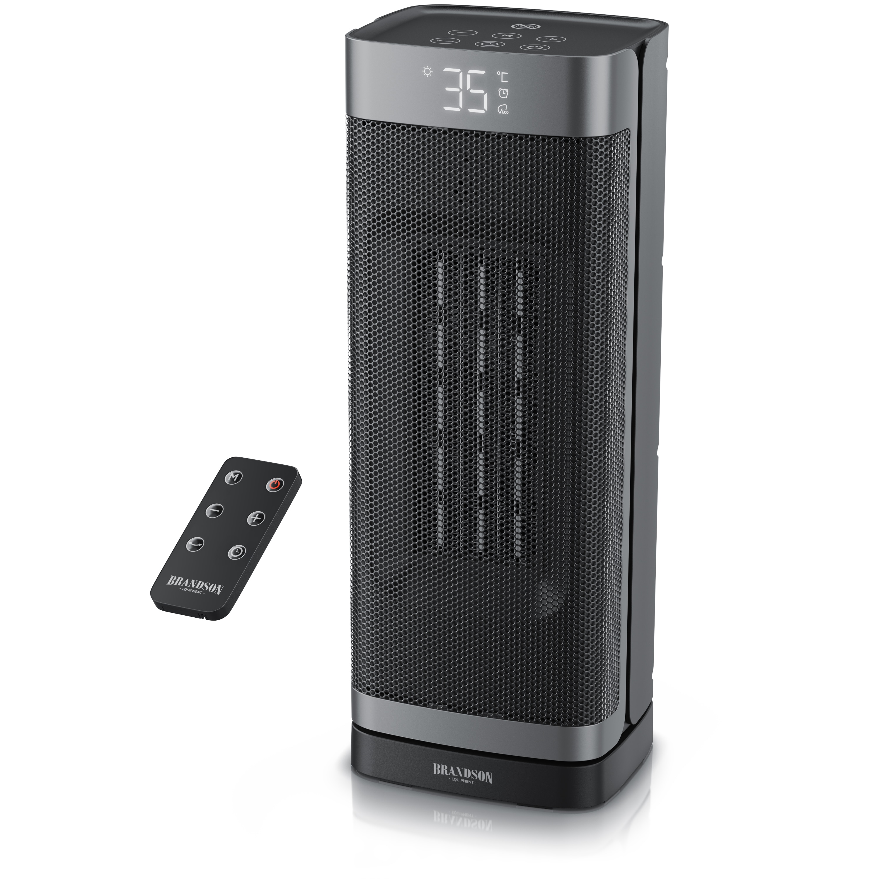 Brandson Keramikheizl&uuml;fter 2000 W, Fernbedienung, ECO-Modus, Thermostat, Timer und 70&deg;-Oszillation, schwarz matt 