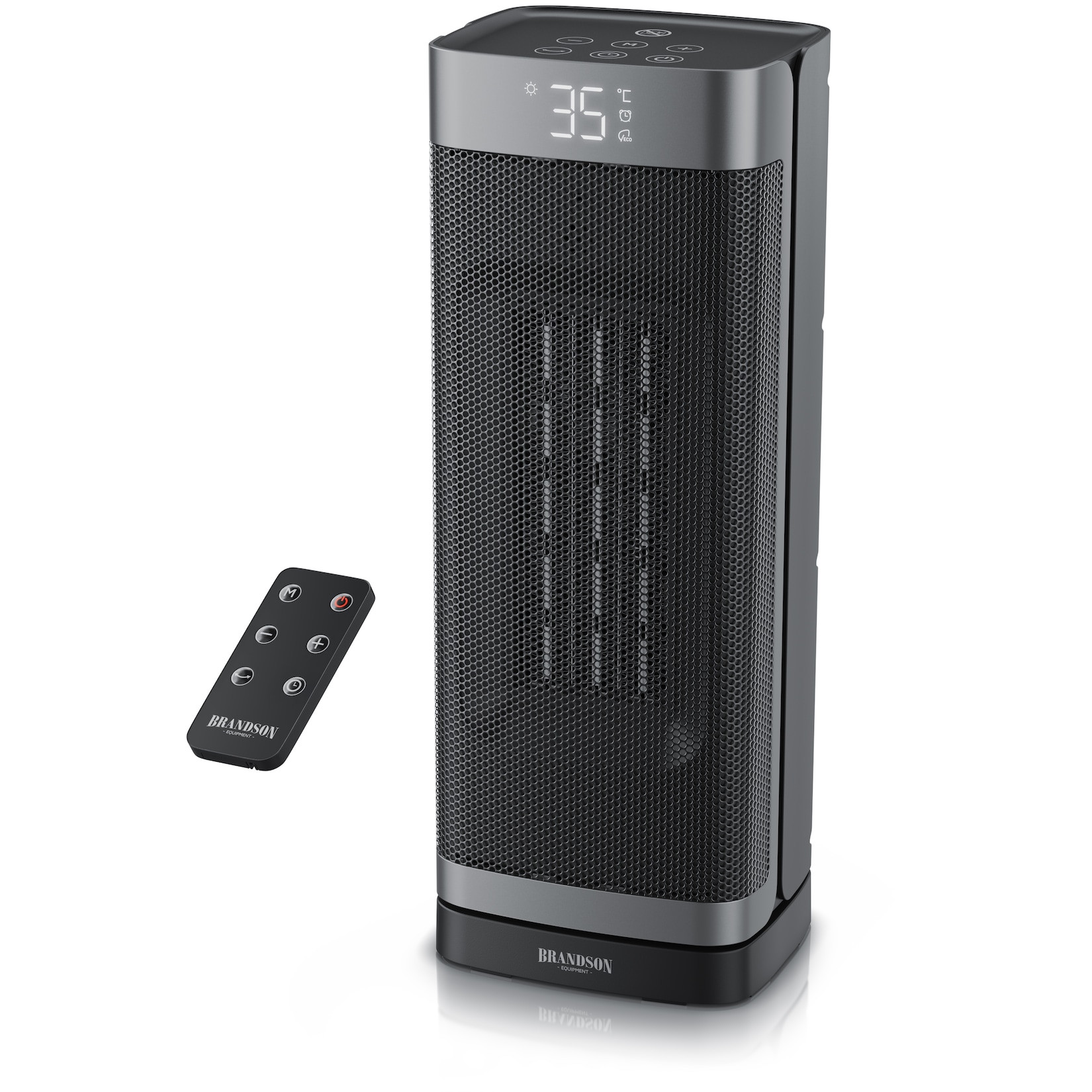 Brandson Keramikheizlüfter 2000 W, Fernbedienung, ECO-Modus, Thermostat, Timer und 70°-Oszillation, schwarz matt