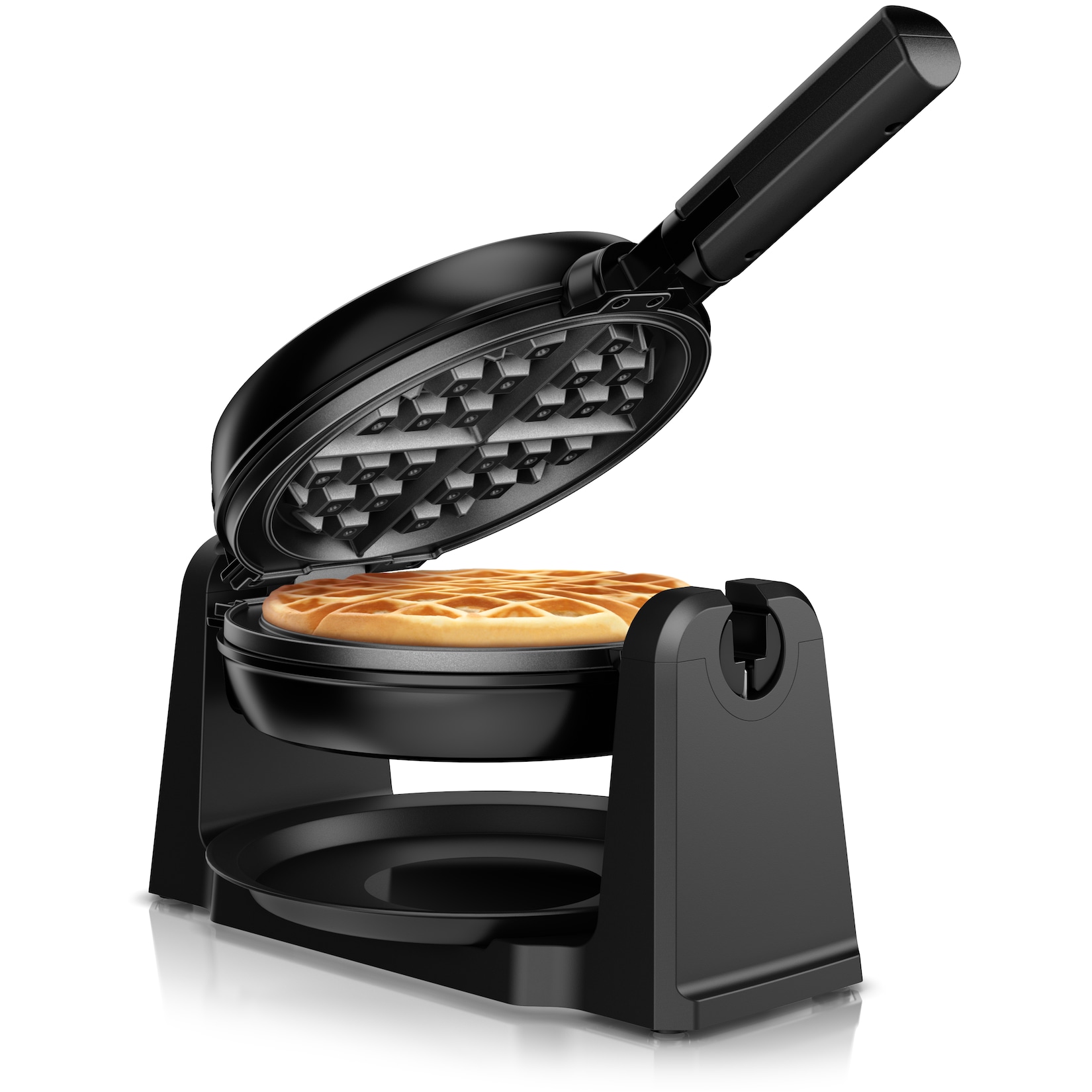 Arendo Waffeleisen Waffelautomat für klassische Waffel mit 17cm Ø, automatische Bräunung, 1000 W, drehbarer Waffelmaker, Rotierend