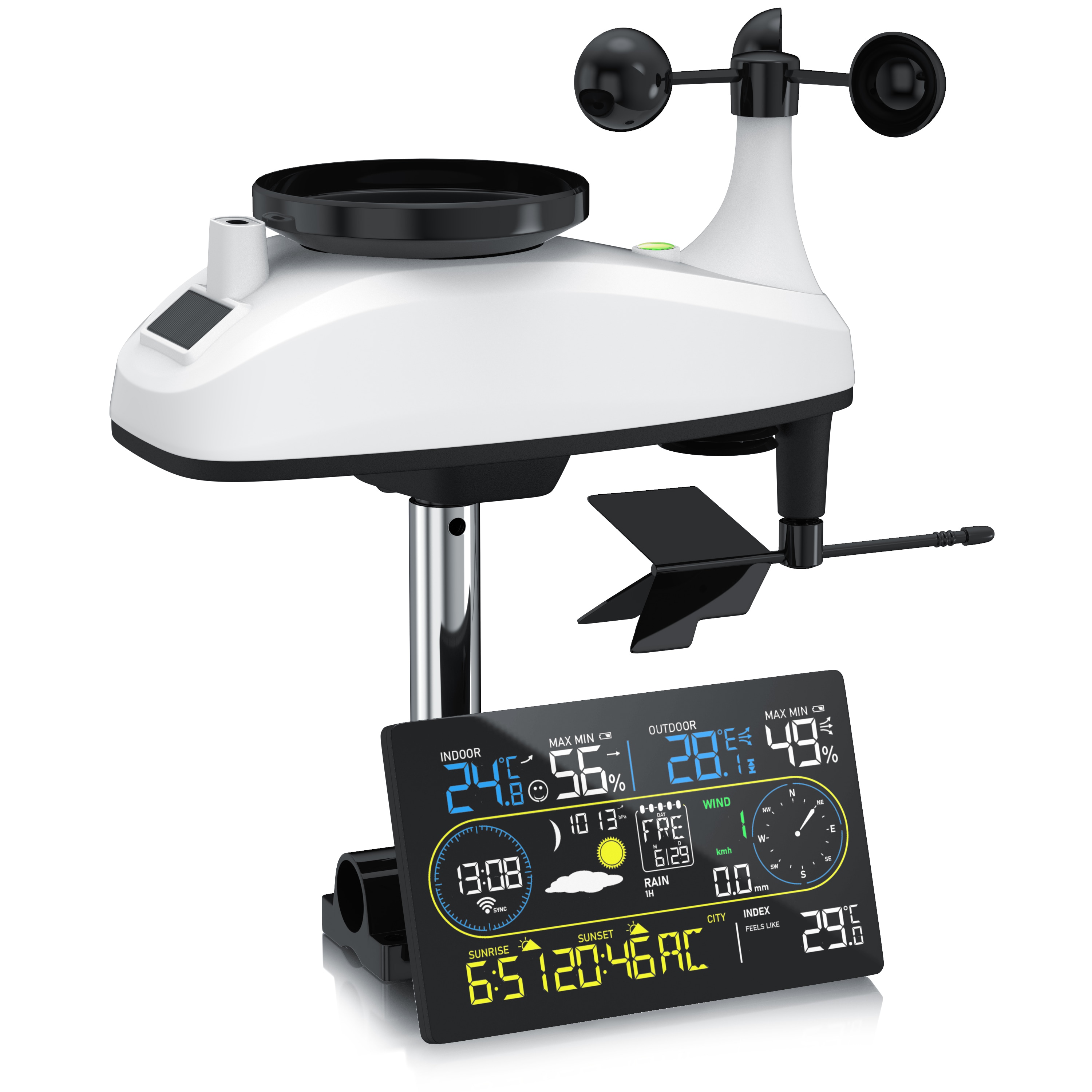 Brandson 7in1, WLAN, Funk, Au&szlig;ensensor, Temperatur Luftfeuchtigkeit Luftdruck Wetterstation (mit Au&szlig;ensensor, WiFi App Steuerung Tuya Smart Life Windmesser Regenmesser Trendanzeige) 