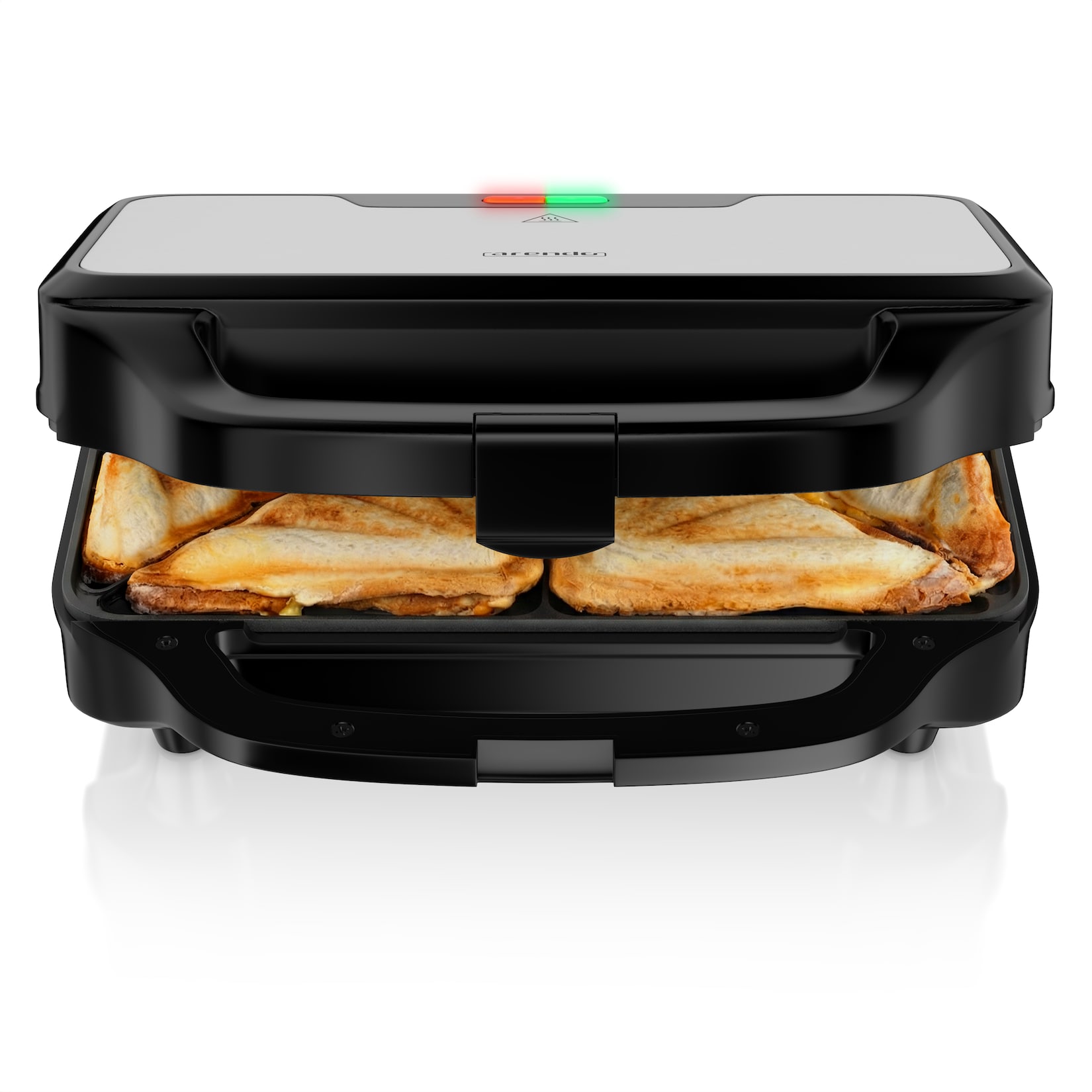 Arendo Sandwichmaker 900 W für 2 Sandwiches, antihaftbeschichtete Platten, automatische Temperaturregelung, Kontrollleuchten, …