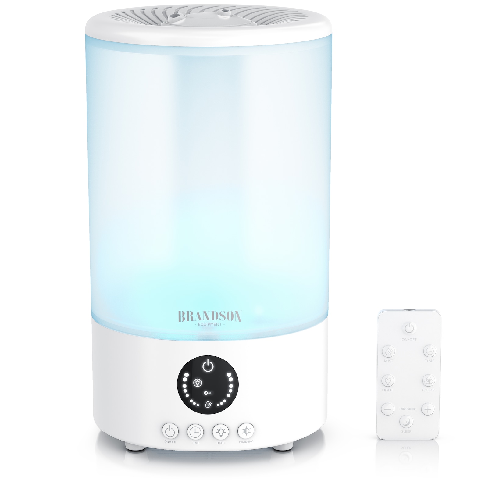 Brandson Luftbefeuchter, 2 l Wassertank, Fernbedienung, 3 Nebelstufen, Timer 1–8 h, leise 35 dBA, Sleep Modus
