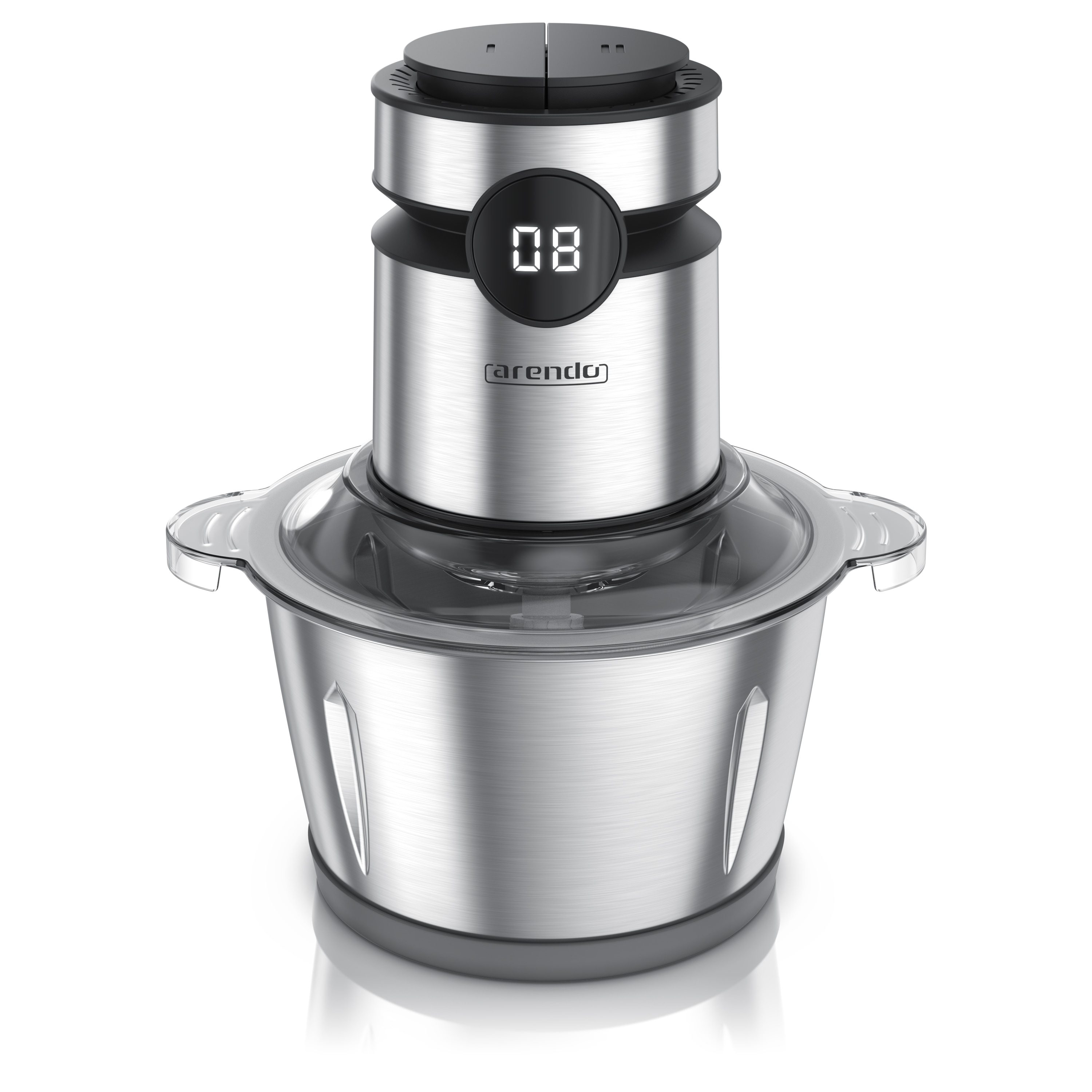 Arendo Zerkleinerer Elektrischer Multizerkleinerer f&uuml;r Fleisch N&uuml;sse Obst Gem&uuml;se u.v.m., 500 W, Universalzerkleinerer 2L Edelstahlbeh&auml;lter, Display 