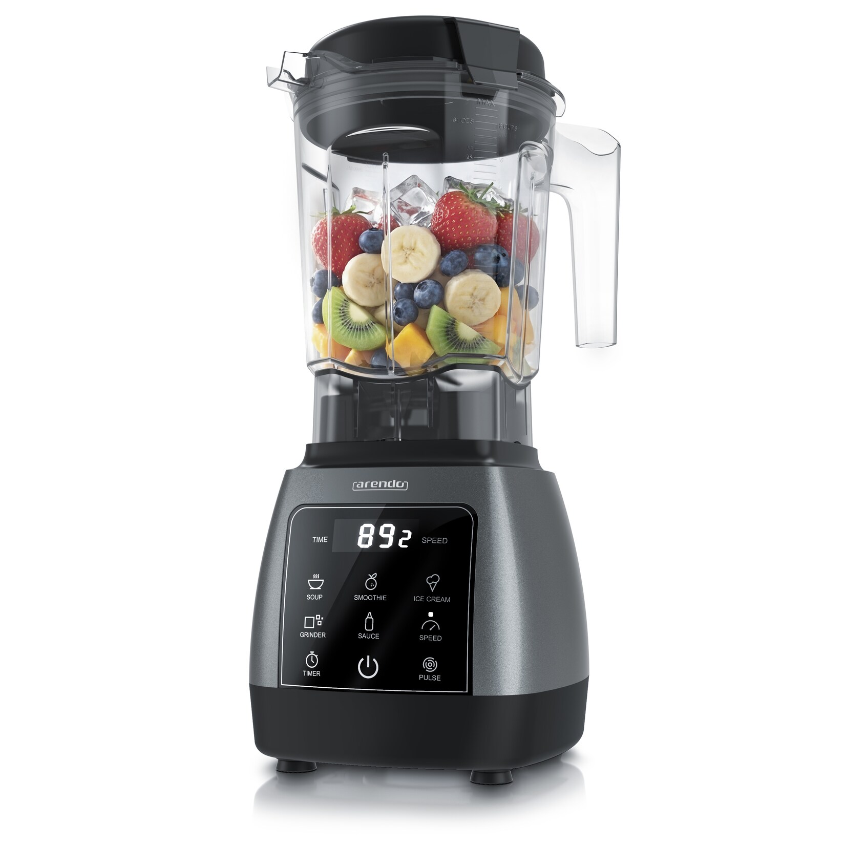 Arendo Standmixer mit Touchpanel, 2000 W, 2-l-Behälter, 5 Programme, 9 Geschwindigkeiten, Pulsfunktion, Timer und LED-Display