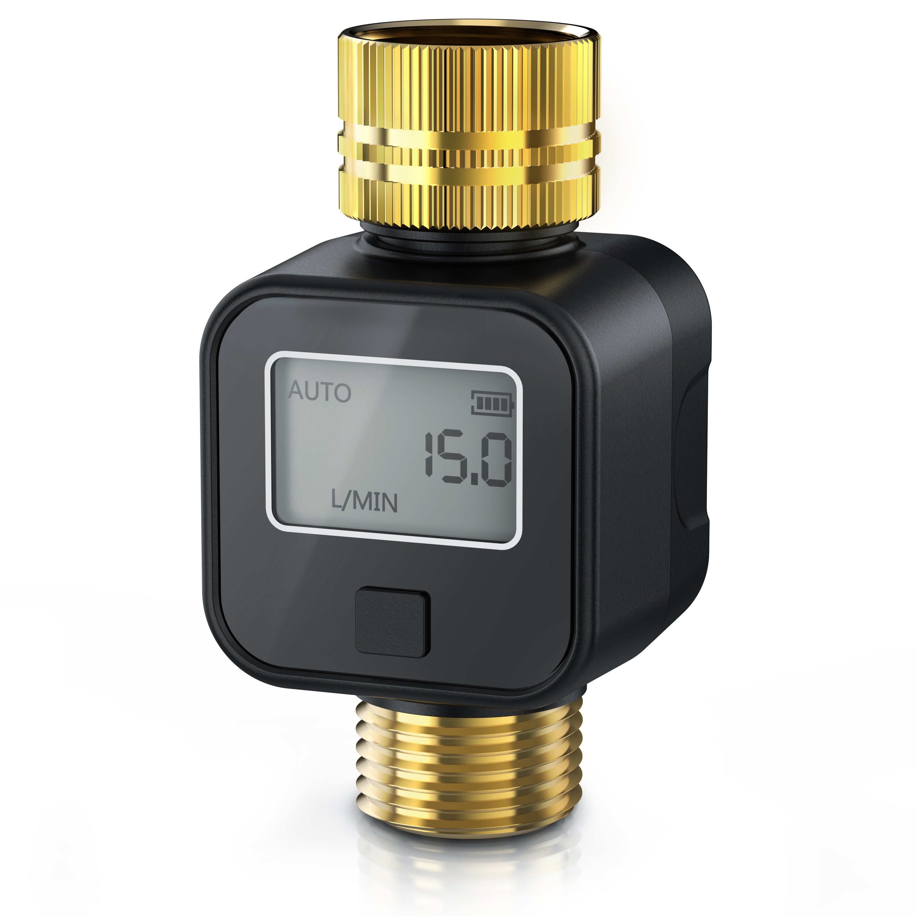 Brandson Wasserz&auml;hler Wassermengenz&auml;hler digital 3/4 Zoll, Wasseruhr Garten Durchflussmesser, Display, 4 Modi, Liter/Gallone, Sleepmodus, IPX5 