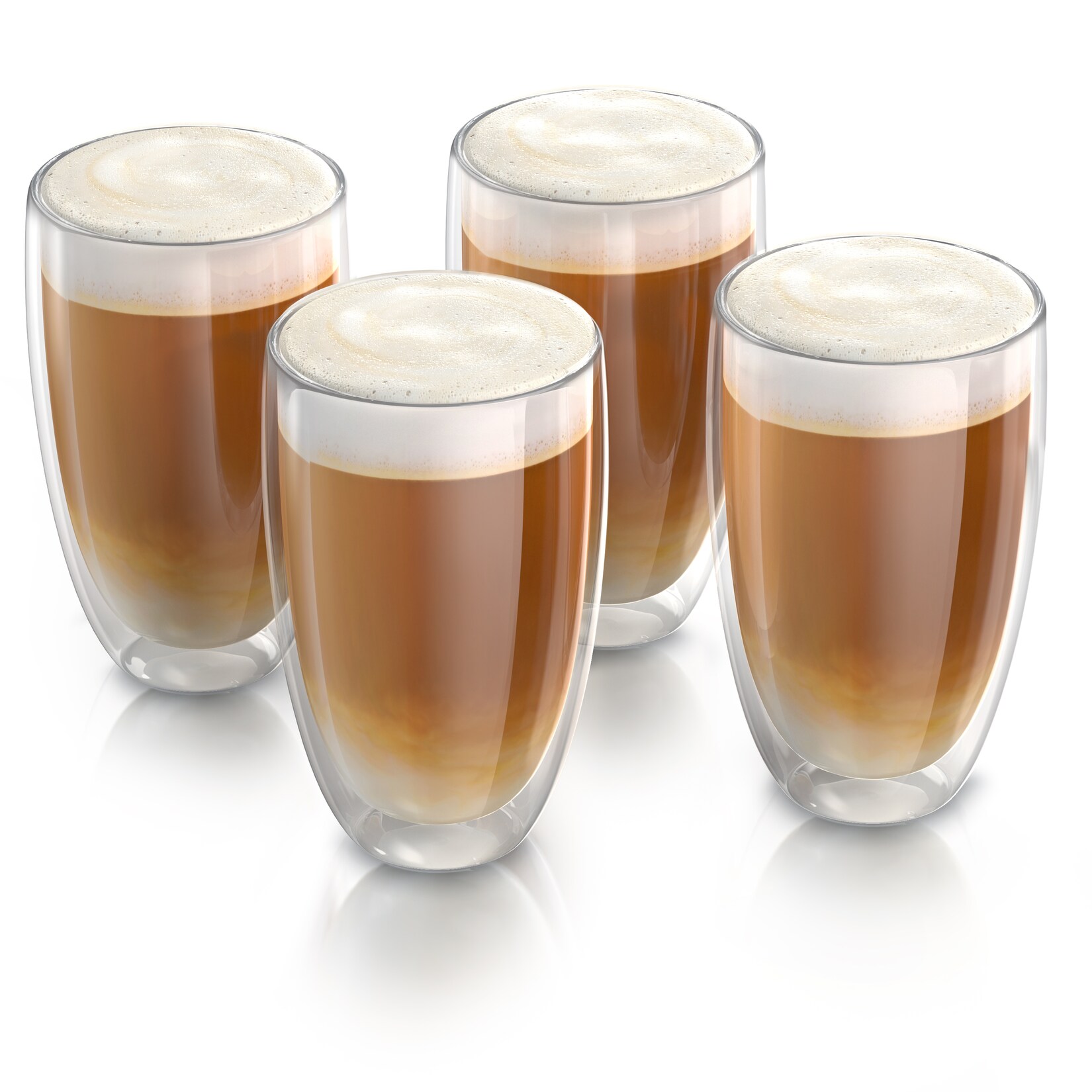 Arendo Thermogläser 4er-Set, je 450 ml, doppelwandiges Borosilikatglas, ohne Henkel, für Kaffee und Tee, spülmaschinen- und …
