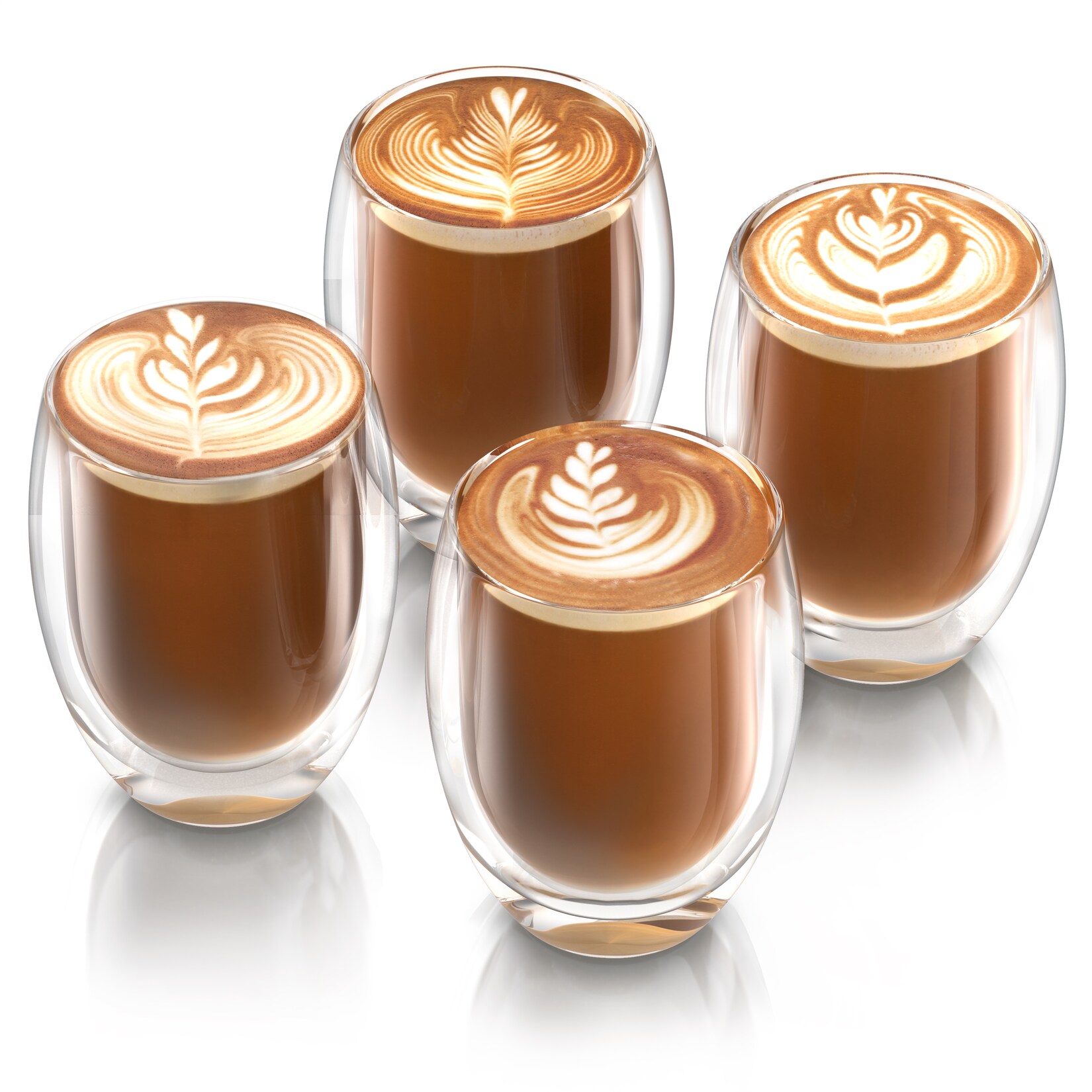 Arendo Thermogläser 4er-Set, je 350 ml, doppelwandiges Borosilikatglas, ohne Henkel, für Kaffee und Tee, spülmaschinen- und …