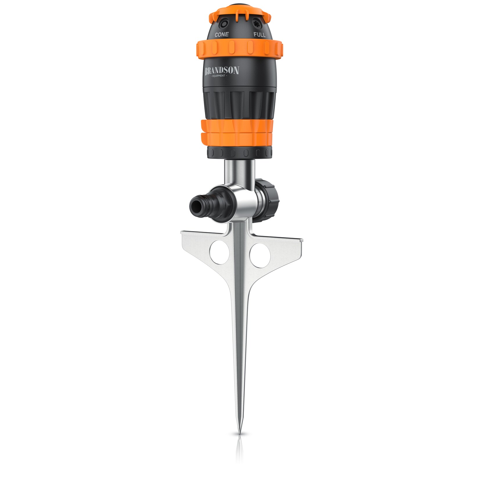 Brandson Rasensprinkler mit Edelstahl-Erdspieß, 360°-Flächenregner, 5 Sprühmuster, bis 150 m², Sprühweite und Sprühbreite einstellbar