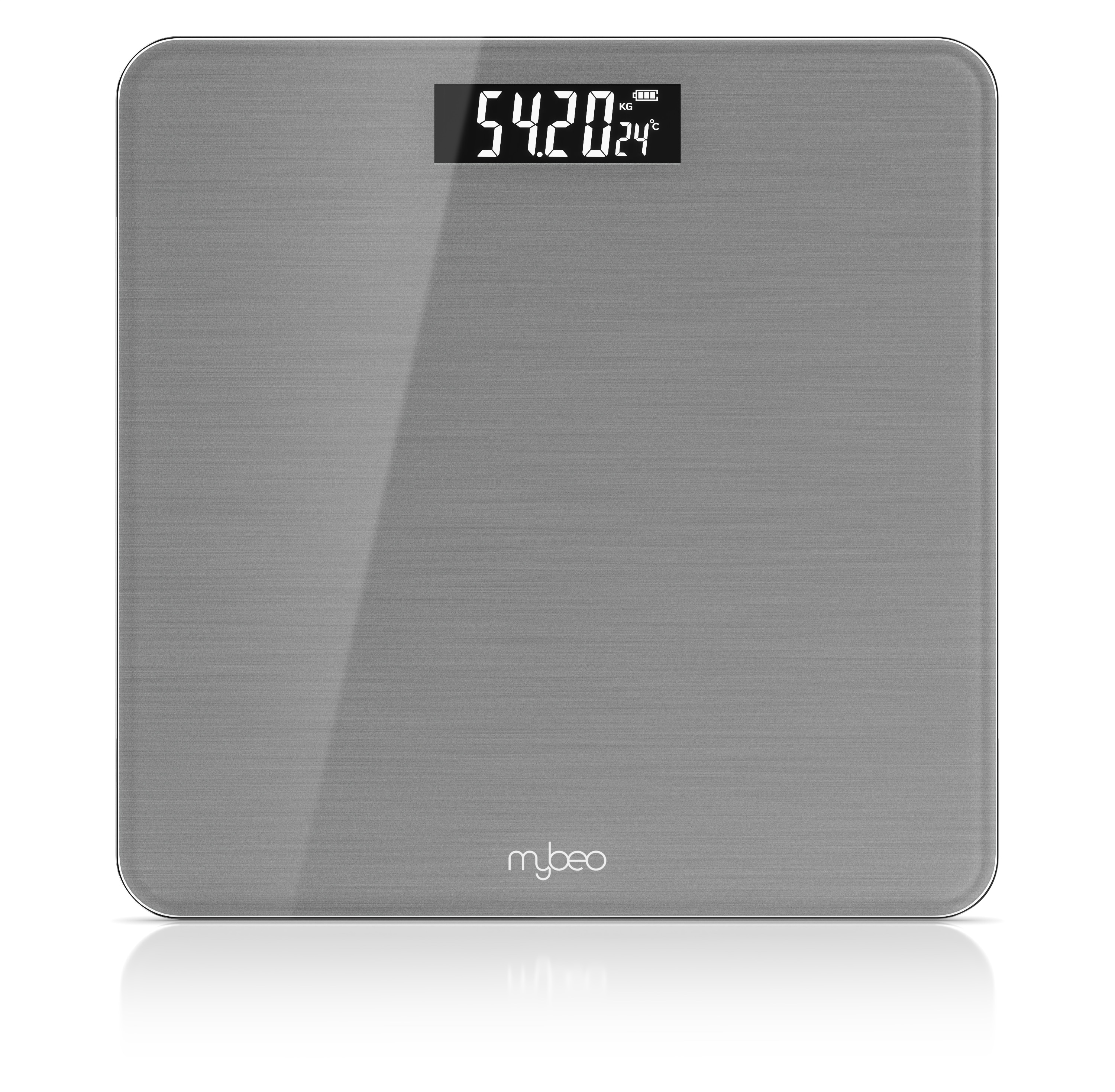 MyBeo Personenwaage, digitale Waage f&uuml;r Personen, gro&szlig;e Trittfl&auml;che aus 6mm Sicherheitsglas, grau 