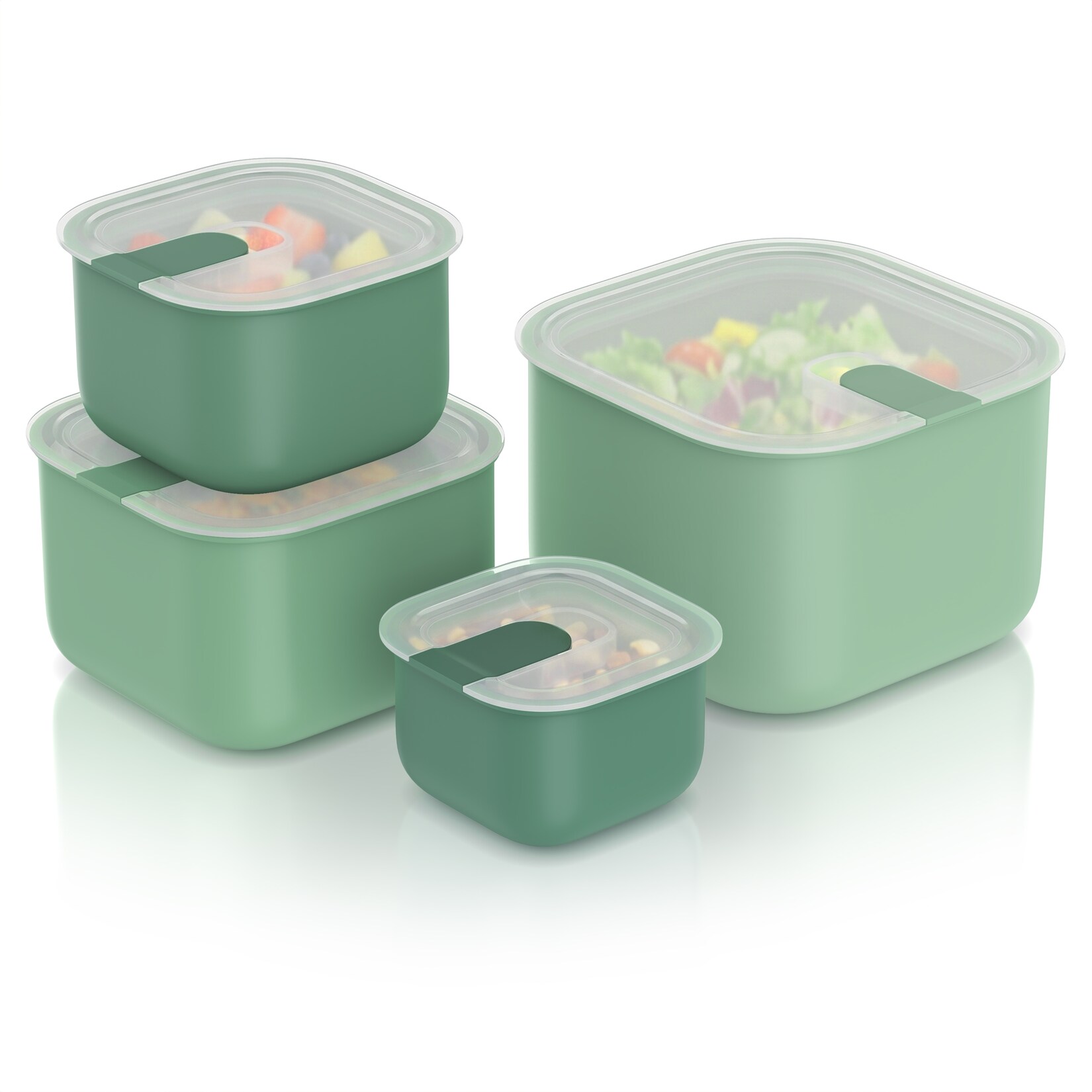 Frischhaltedose, mit Deckel, 4er Set, Vorratsdosen, Lunchboxen, auslaufsicher, mintgrün