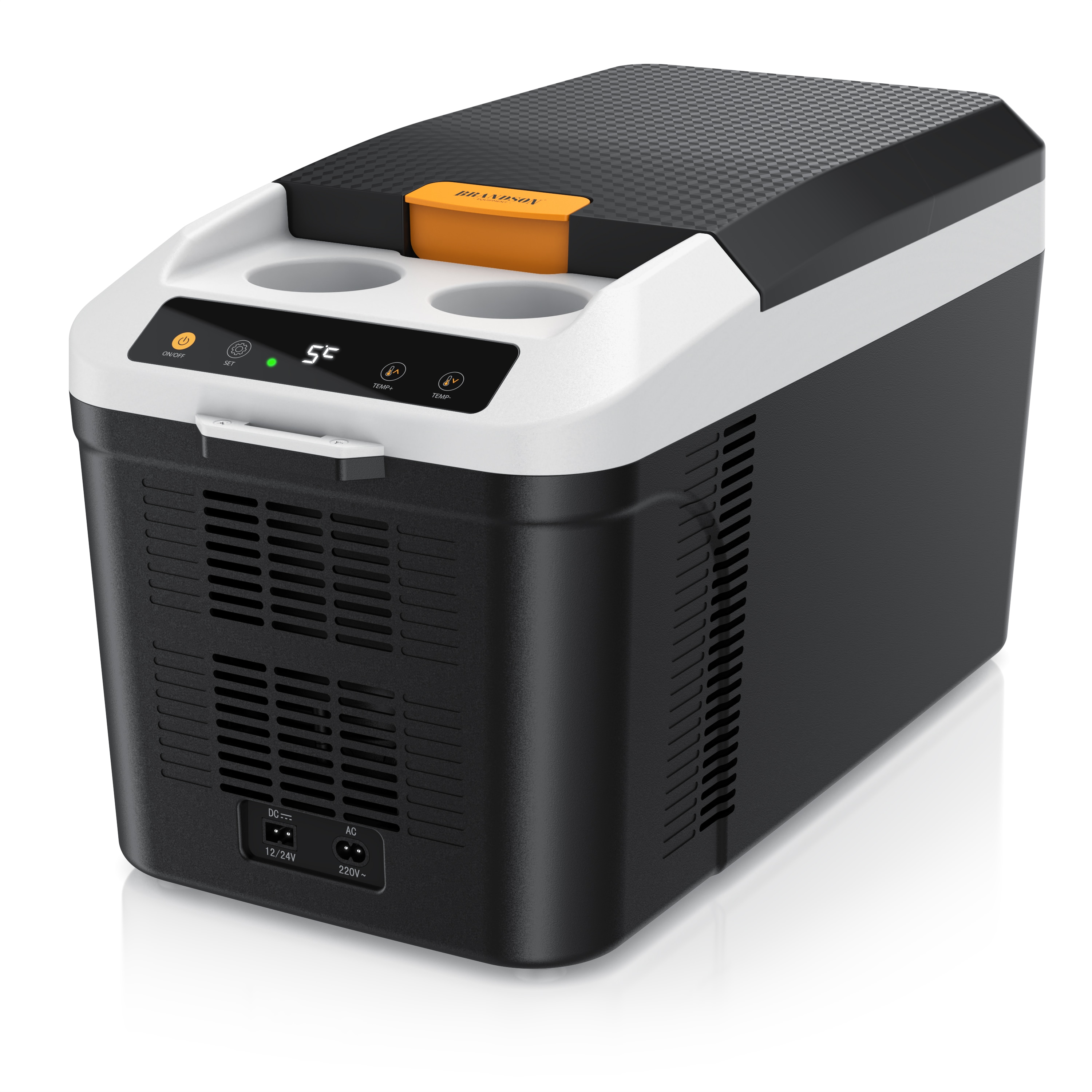 Brandson Elektrische K&uuml;hlbox, 14 L, K&uuml;hlt & h&auml;lt Warm, von max. -9 bis +65&deg;C, f&uuml;r Mittelkonsole, Cool Grey 