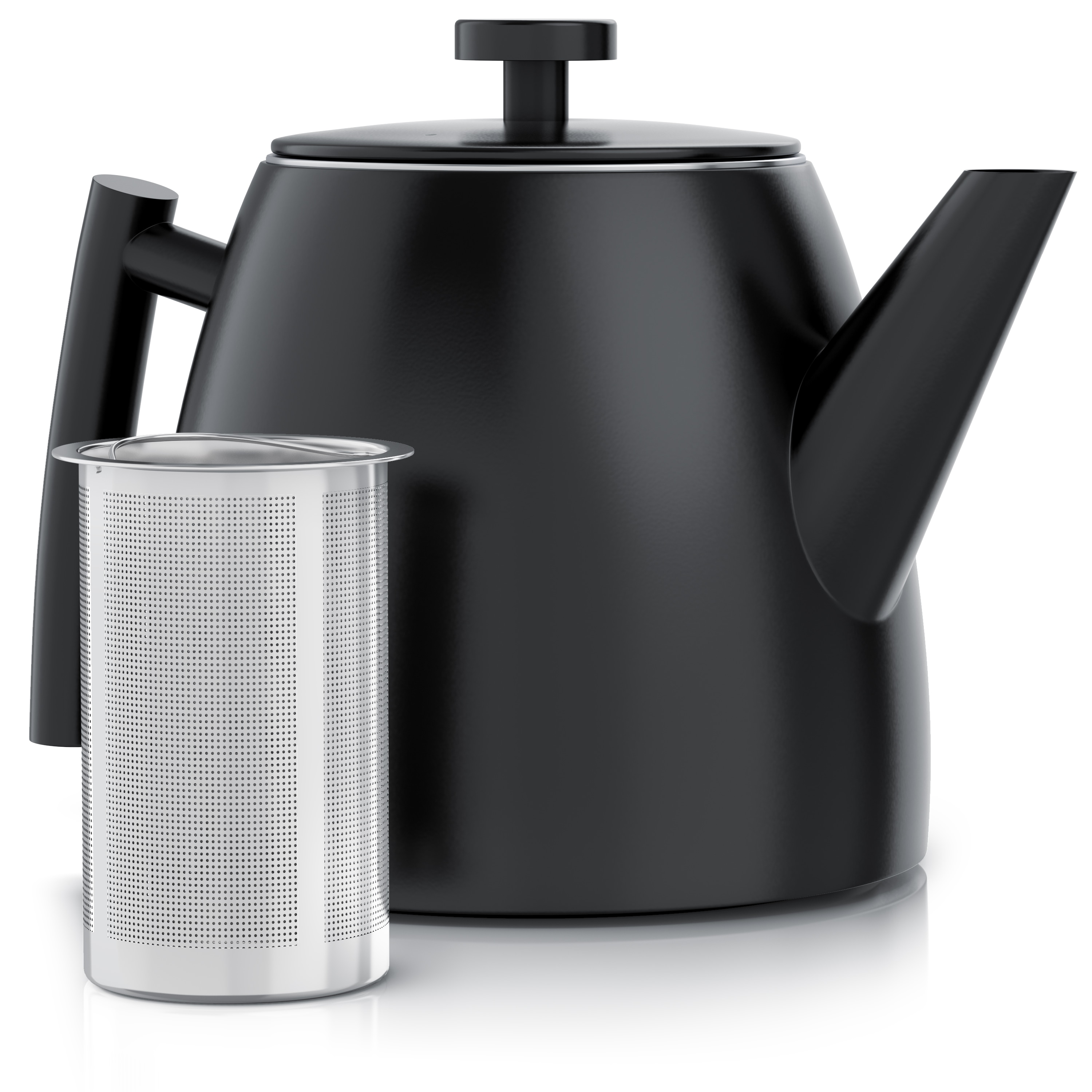 Arendo Teekanne, mit Griff aus Metall, Edelstahl Isolierkanne mit Siebeinsatz, 1000 ml, schwarz 