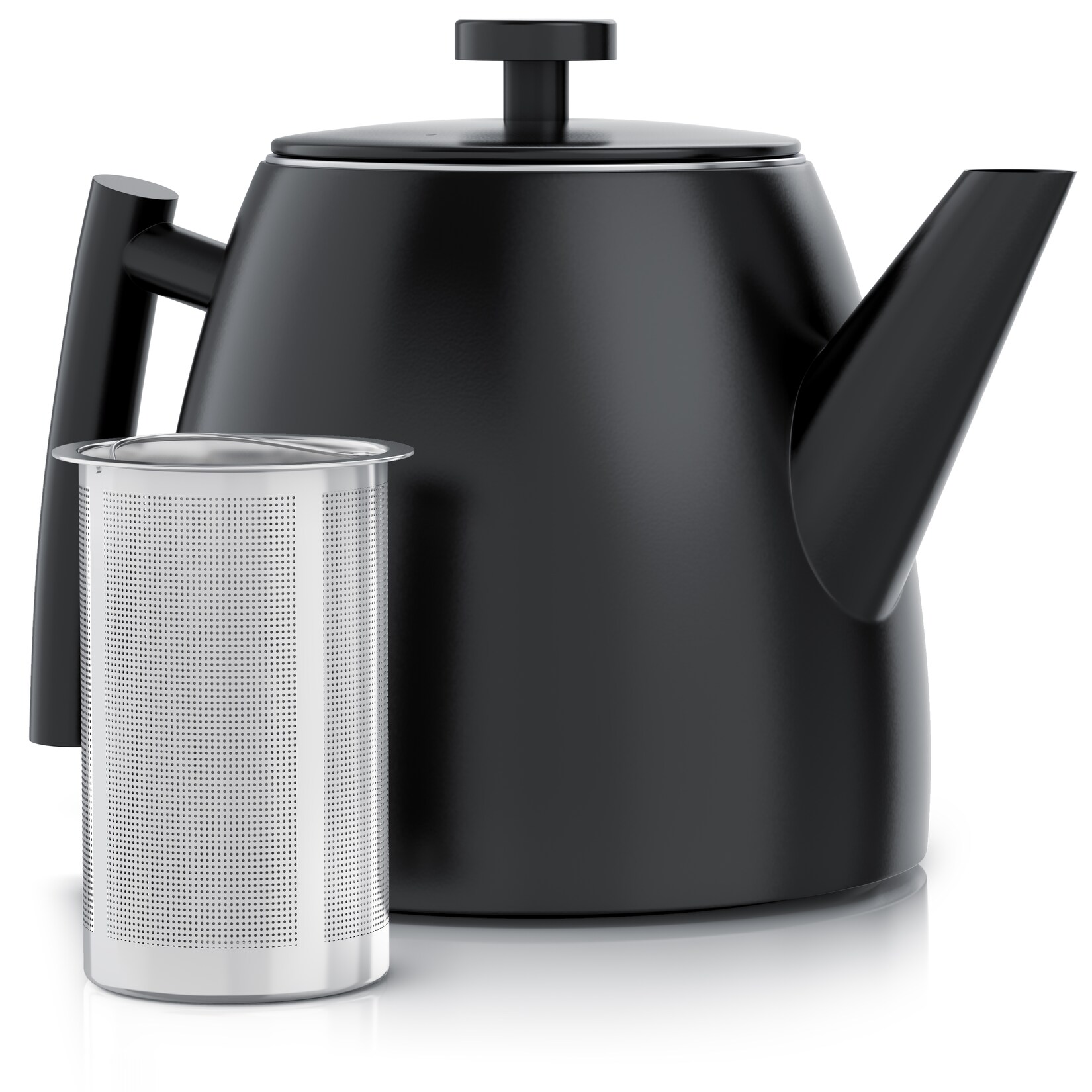Arendo Teekanne, mit Griff aus Metall, Edelstahl Isolierkanne mit Siebeinsatz, 1000 ml, schwarz