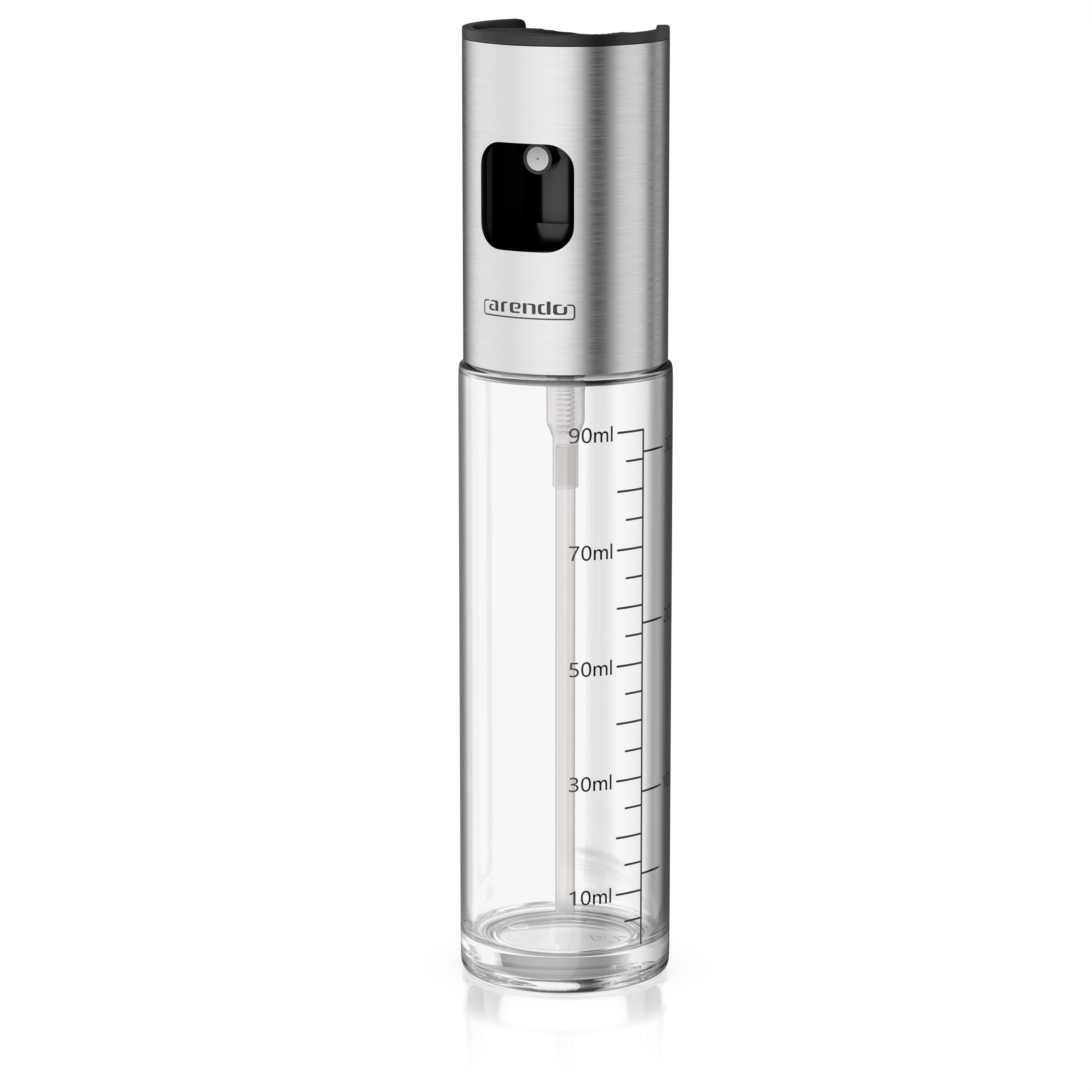 Arendo &Ouml;lspender, &Ouml;lspr&uuml;her aus Glas, Skala 90 ml, rutschfester Spr&uuml;hknopf, Glasflasche, transparent 