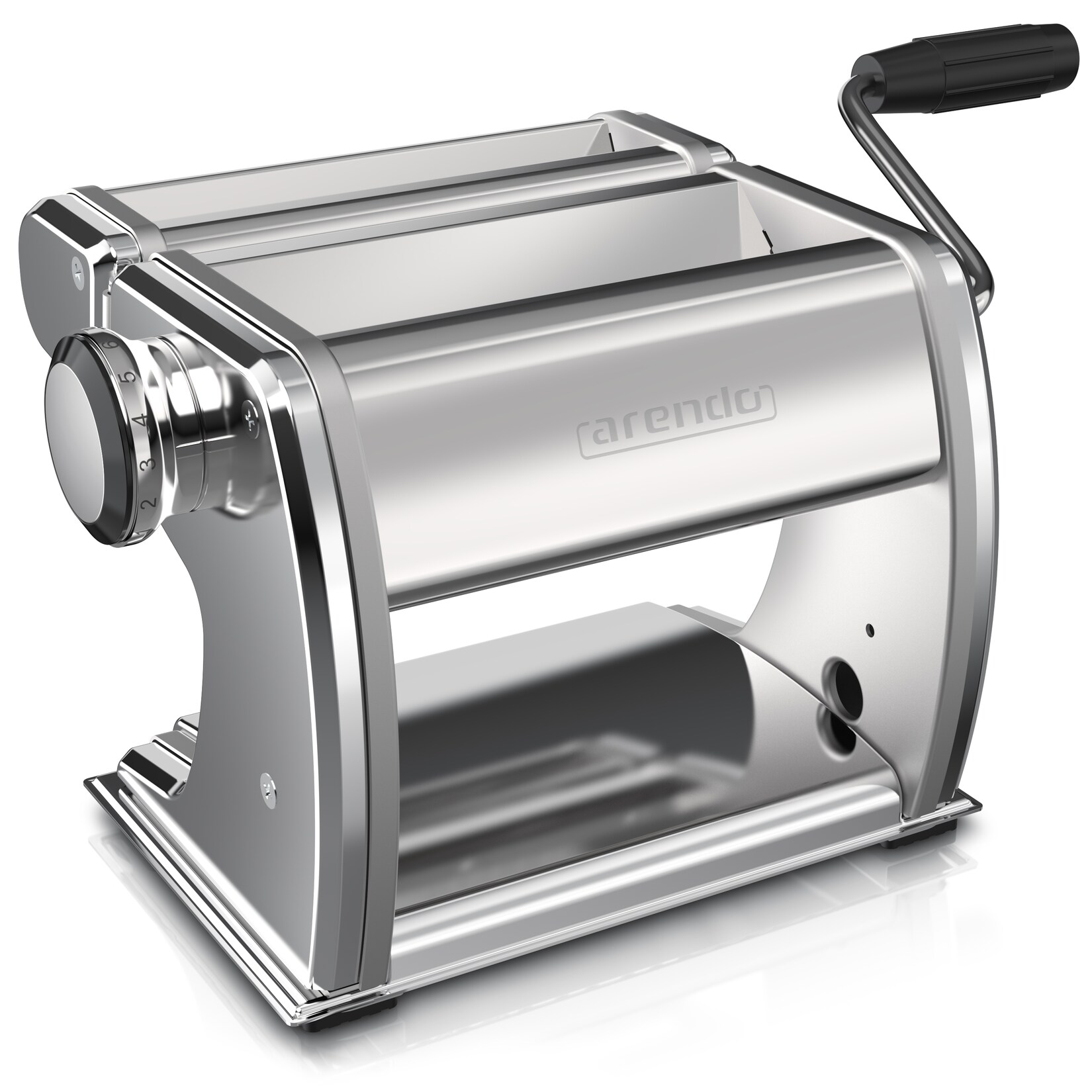 Arendo Nudelmaschine, Manueller Edelstahl Pasta Maker, Nudelpresse, 7 einstellbare Stärken, silber