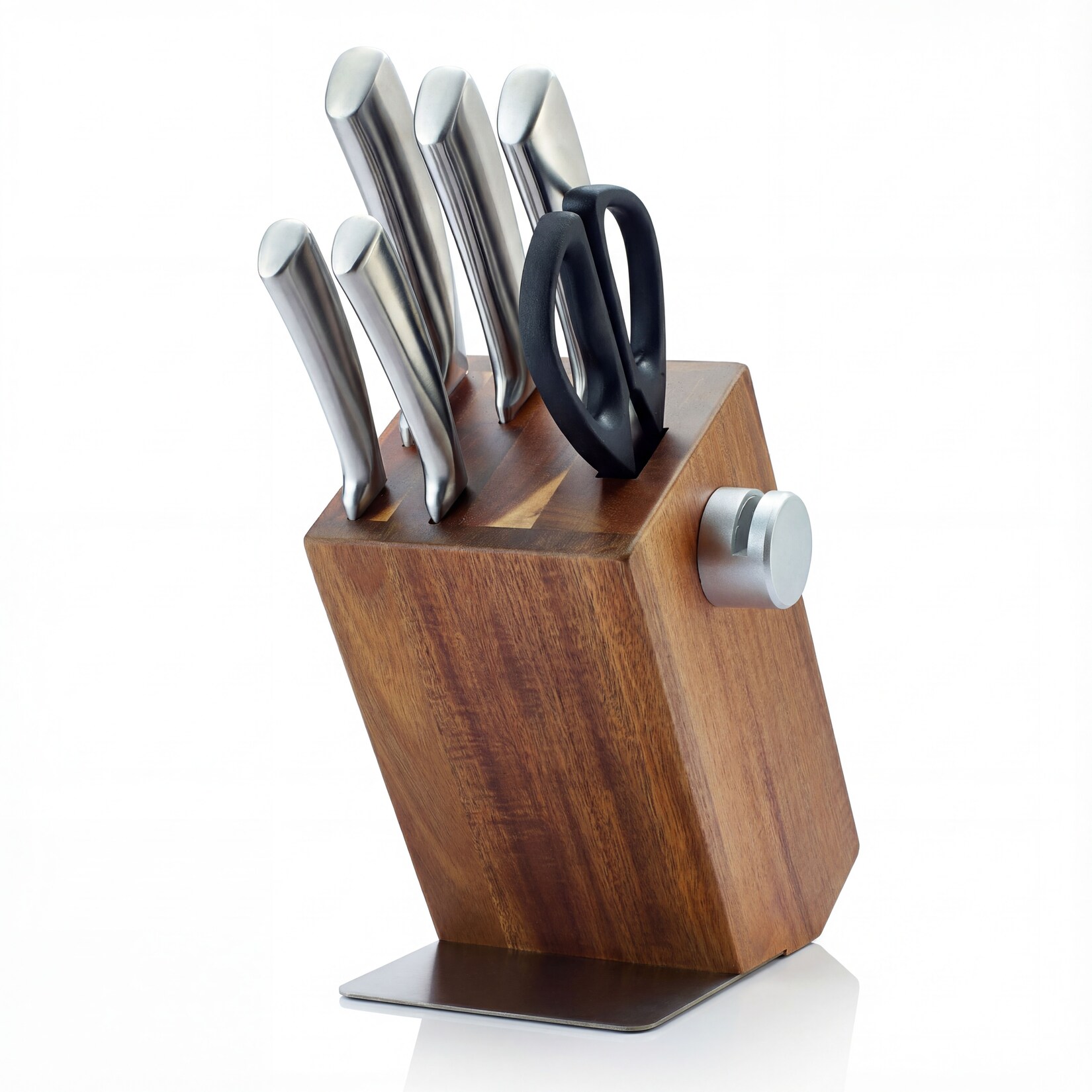 Arendo Messerblock, 6-teilig mit Holzblock & Edelstahl Messern, inkl. Schärfer und Schere, nan