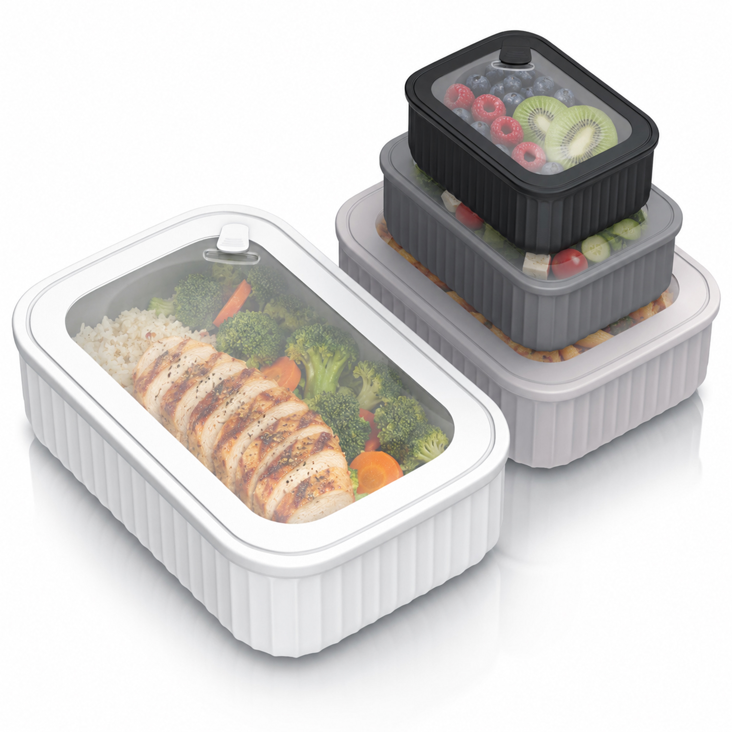 Arendo Frischhaltedose, mit Deckel & Ventil, 4er Set, Vorratsdosen, Lunchboxen, auslaufsicher, vierfarbig 