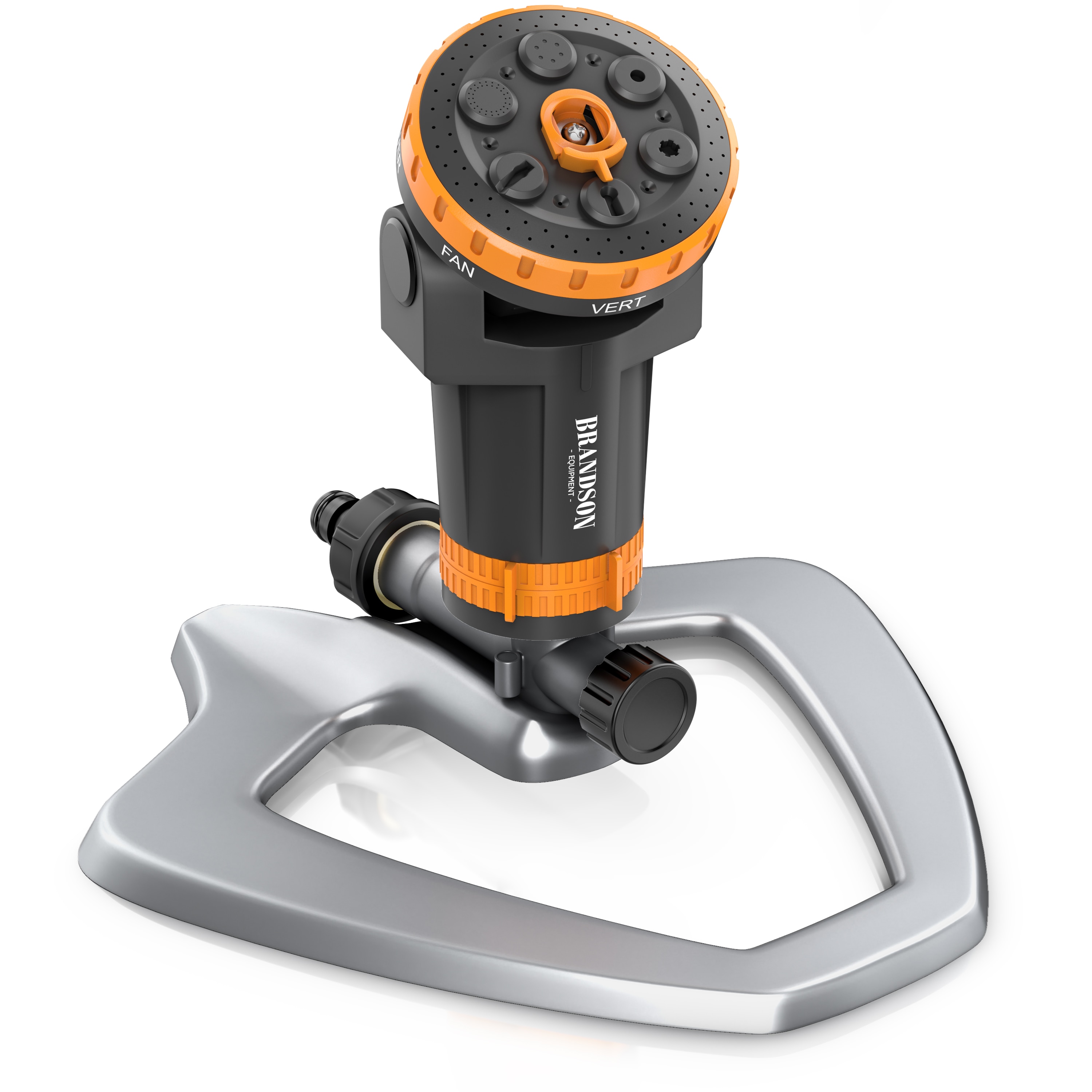 Brandson Vielfl&auml;chenregner, Garten Sprinkler, 360&deg; Rasensprenger, 6 Spr&uuml;hmuster, 200m&sup2; Bew&auml;sserung, orange/grau 