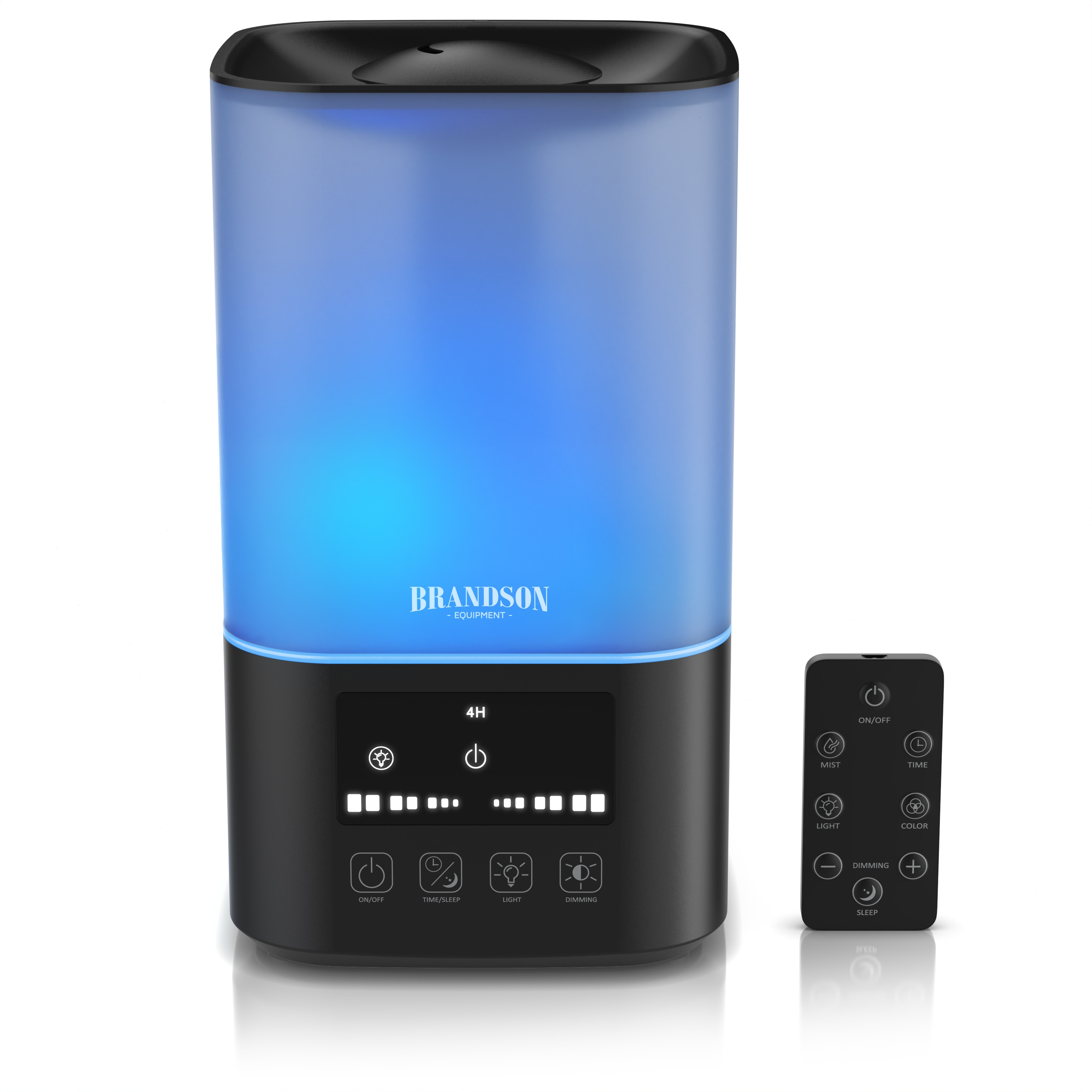 Brandson Luftbefeuchter, 2,5L, Fernbedienung, 3 Helligkeitsstufen, RGB, Timer, sehr leise 30dbA, schwarz 