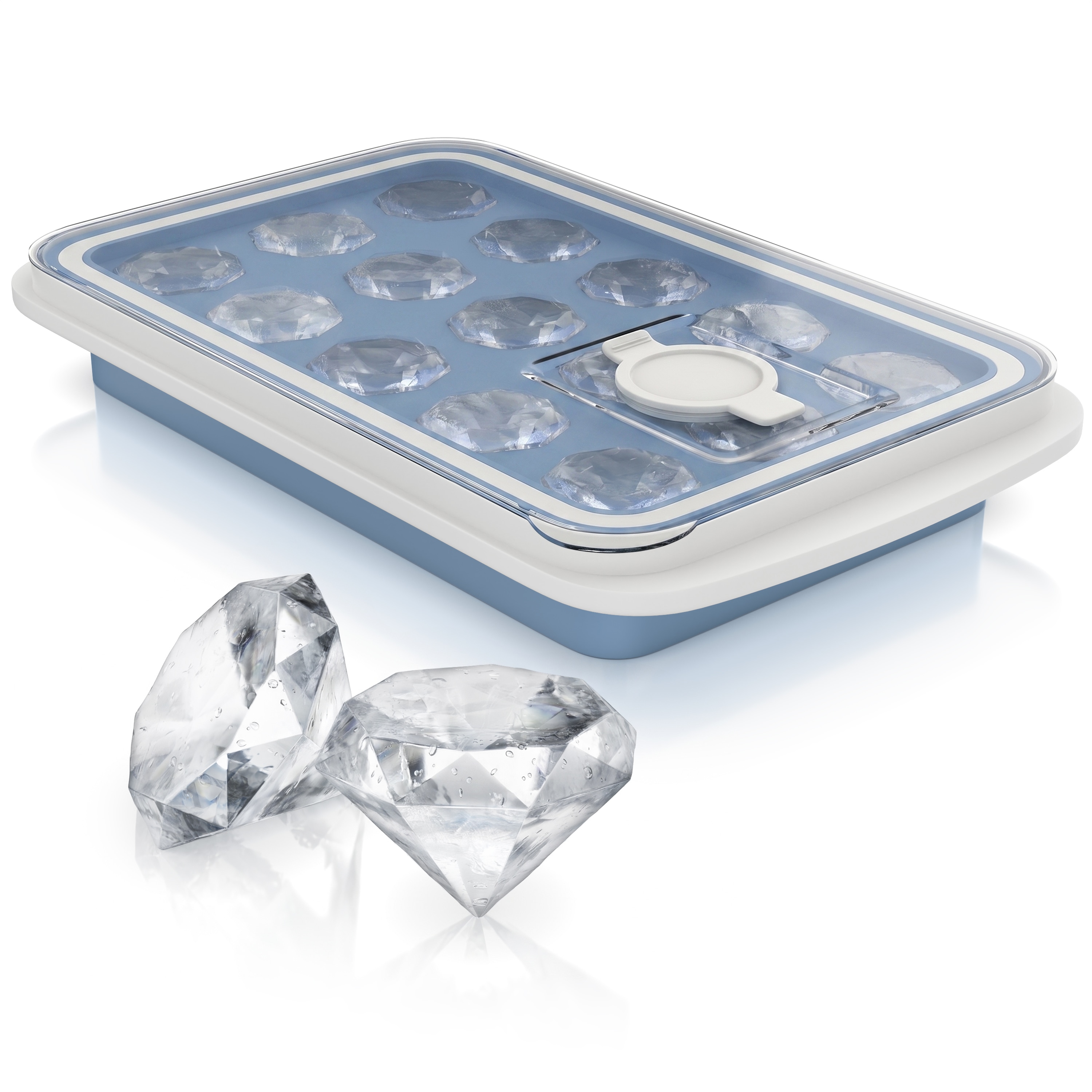 Arendo Eisw&uuml;rfelform, Silikon 94ml, 15 Eisw&uuml;rfel, sp&uuml;lmaschinengeeignet, stapelbar, blau/wei&szlig; 
