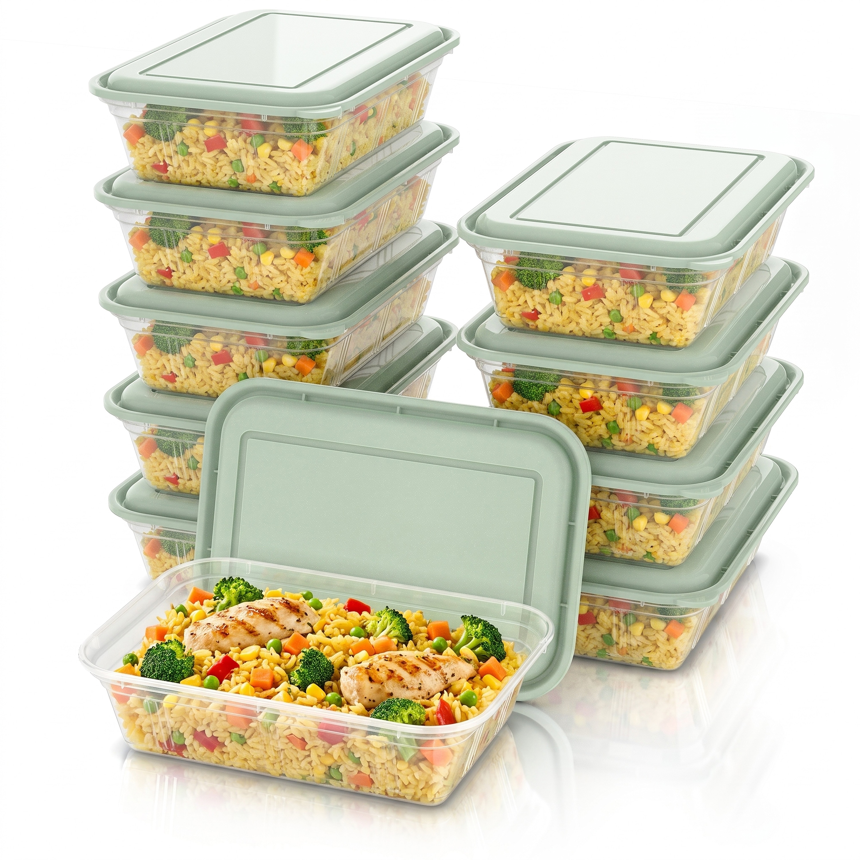 Arendo Vorratsdose, Meal Prep Box 950 ml, 10er Set, je 1 Fach, f&uuml;r B&uuml;ro, Fitness & K&uuml;che, transparent 