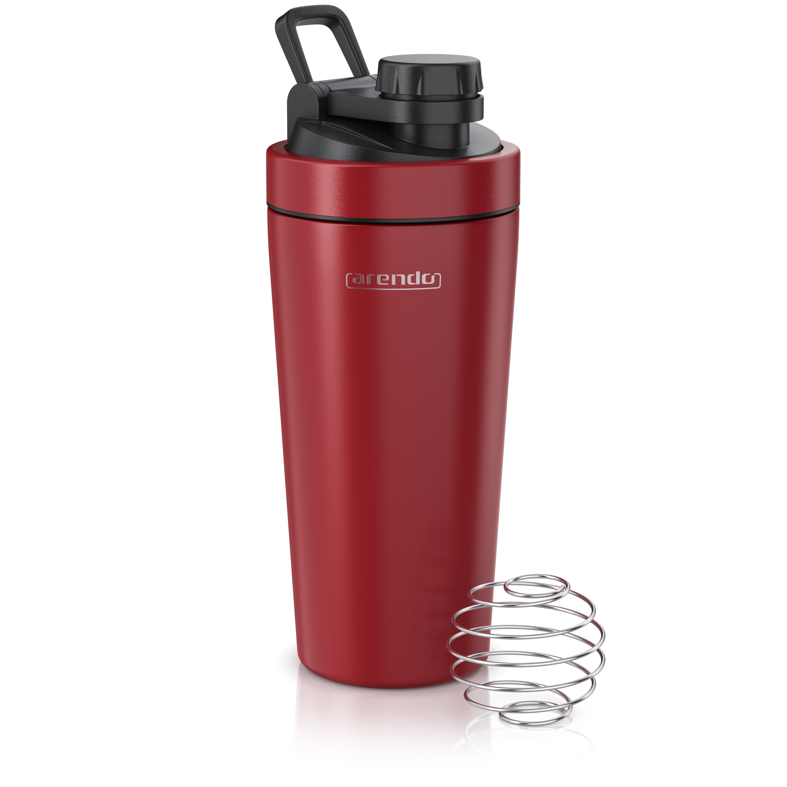 Arendo Protein Shaker, Edelstahl Eiwei&szlig;shaker 750 ml, rot, verschlie&szlig;bar, BPA-frei 
