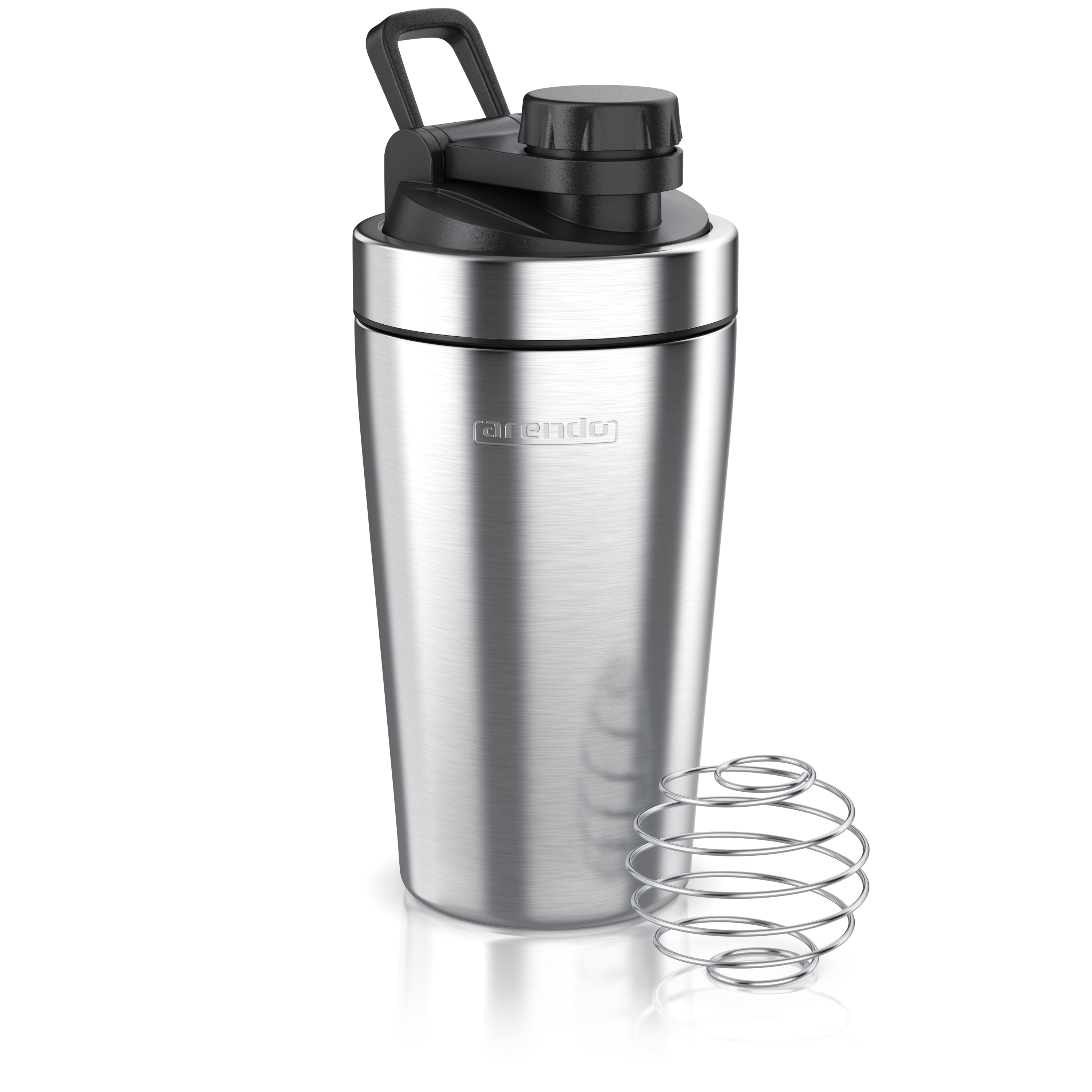 Arendo Protein Shaker, Edelstahl Eiwei&szlig;shaker 500 ml, verschlie&szlig;bar, bruchfest, BPA-frei, silber 