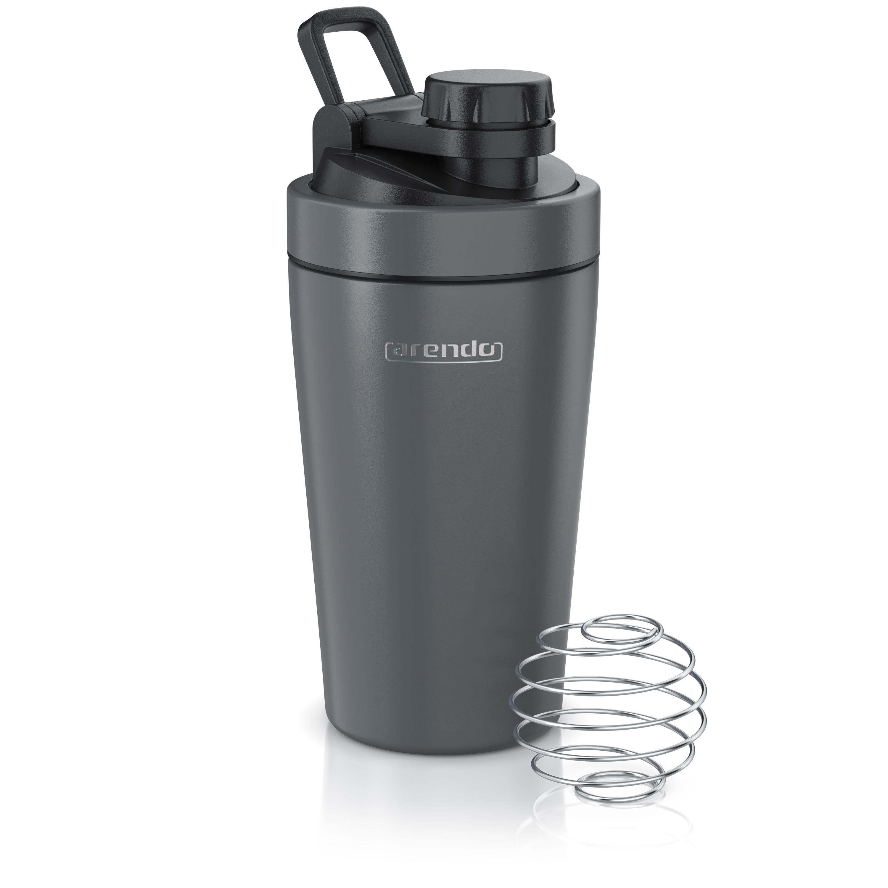 Arendo Protein Shaker, Edelstahl Eiwei&szlig;shaker 500 ml, verschlie&szlig;bar, bruchfest, BPA-frei, Cool Grey 