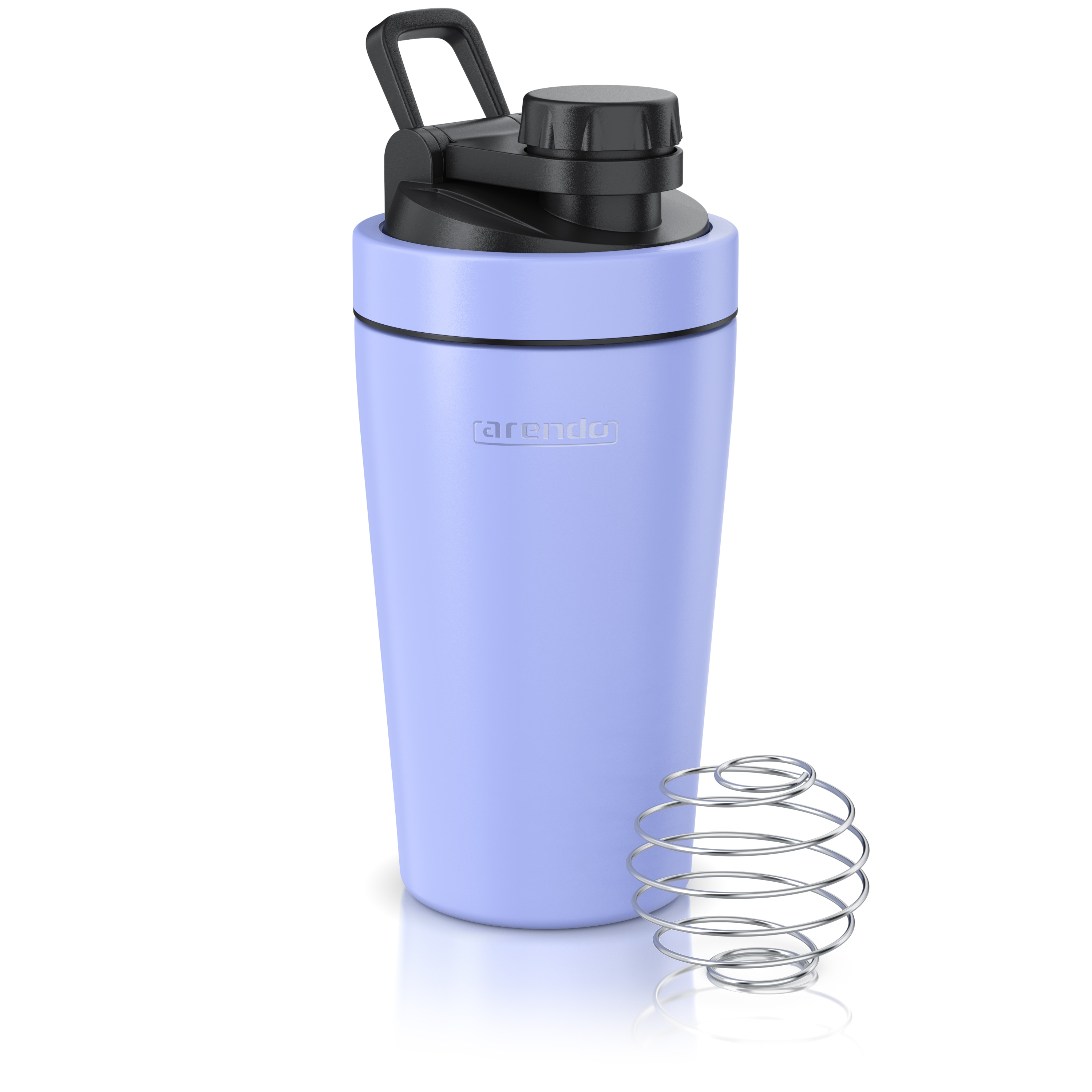 Arendo Protein Shaker, Edelstahl Eiwei&szlig;shaker 500 ml, verschlie&szlig;bar, bruchfest, BPA-frei, Lavendel 