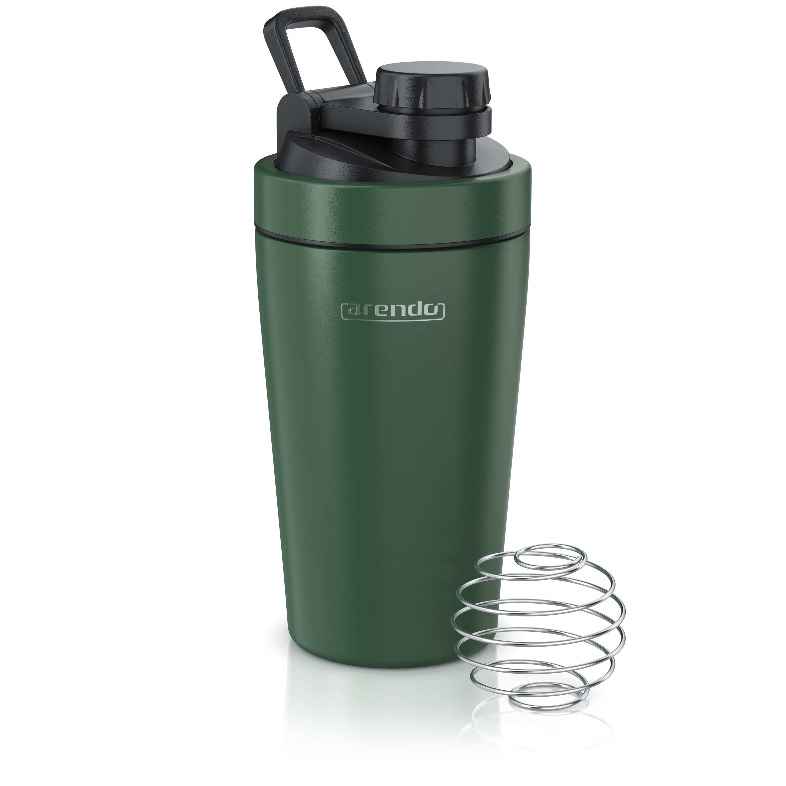 Arendo Protein Shaker, Edelstahl Eiwei&szlig;shaker 500 ml, verschlie&szlig;bar, bruchfest, BPA-frei, dunkelgr&uuml;n 