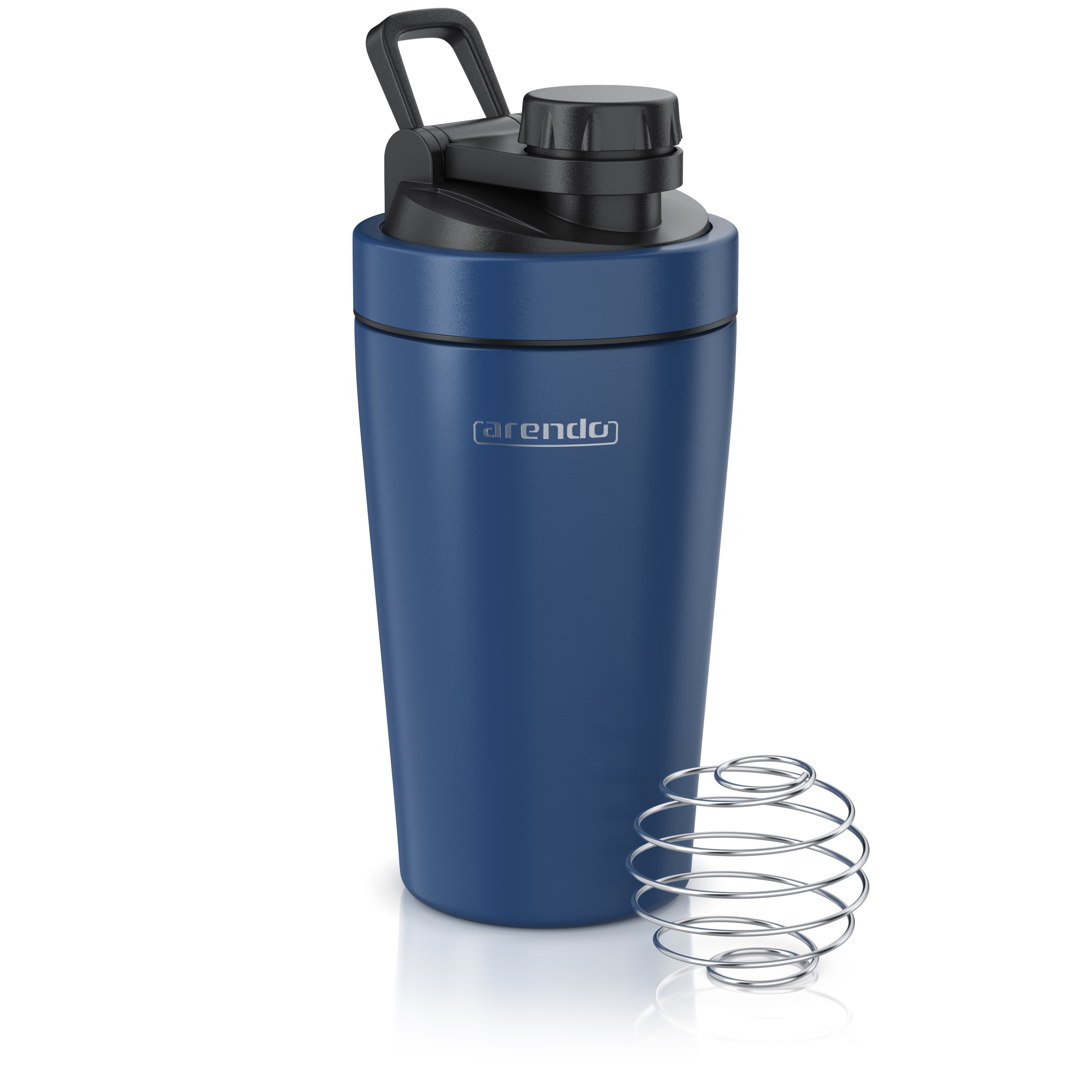 Arendo Protein Shaker, Edelstahl Eiwei&szlig;shaker 500 ml, dunkelblau, verschlie&szlig;bar, BPA-frei 