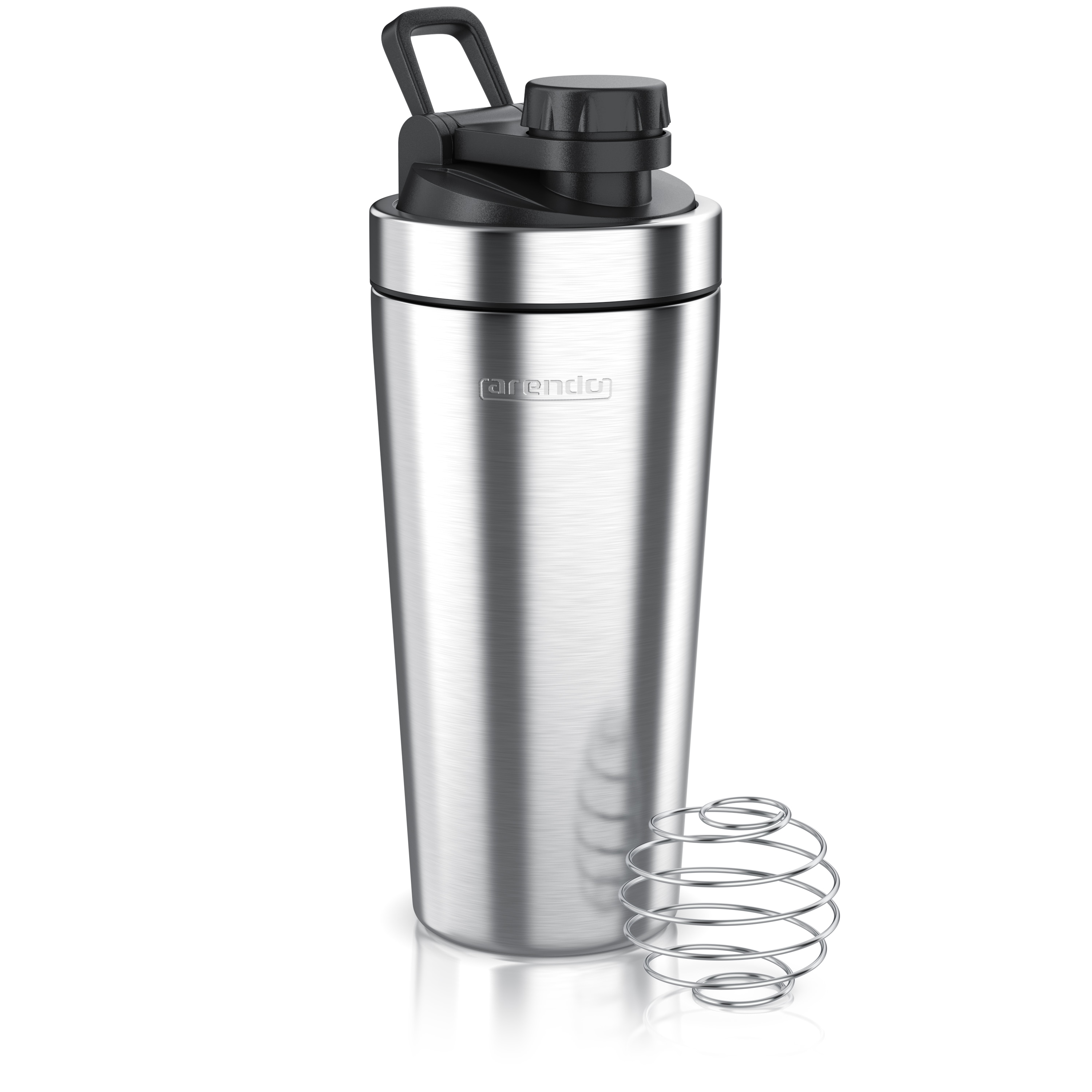 Arendo Protein Shaker, Edelstahl Eiwei&szlig;shaker 750 ml, verschlie&szlig;bar, bruchfest, BPA-frei, silber 