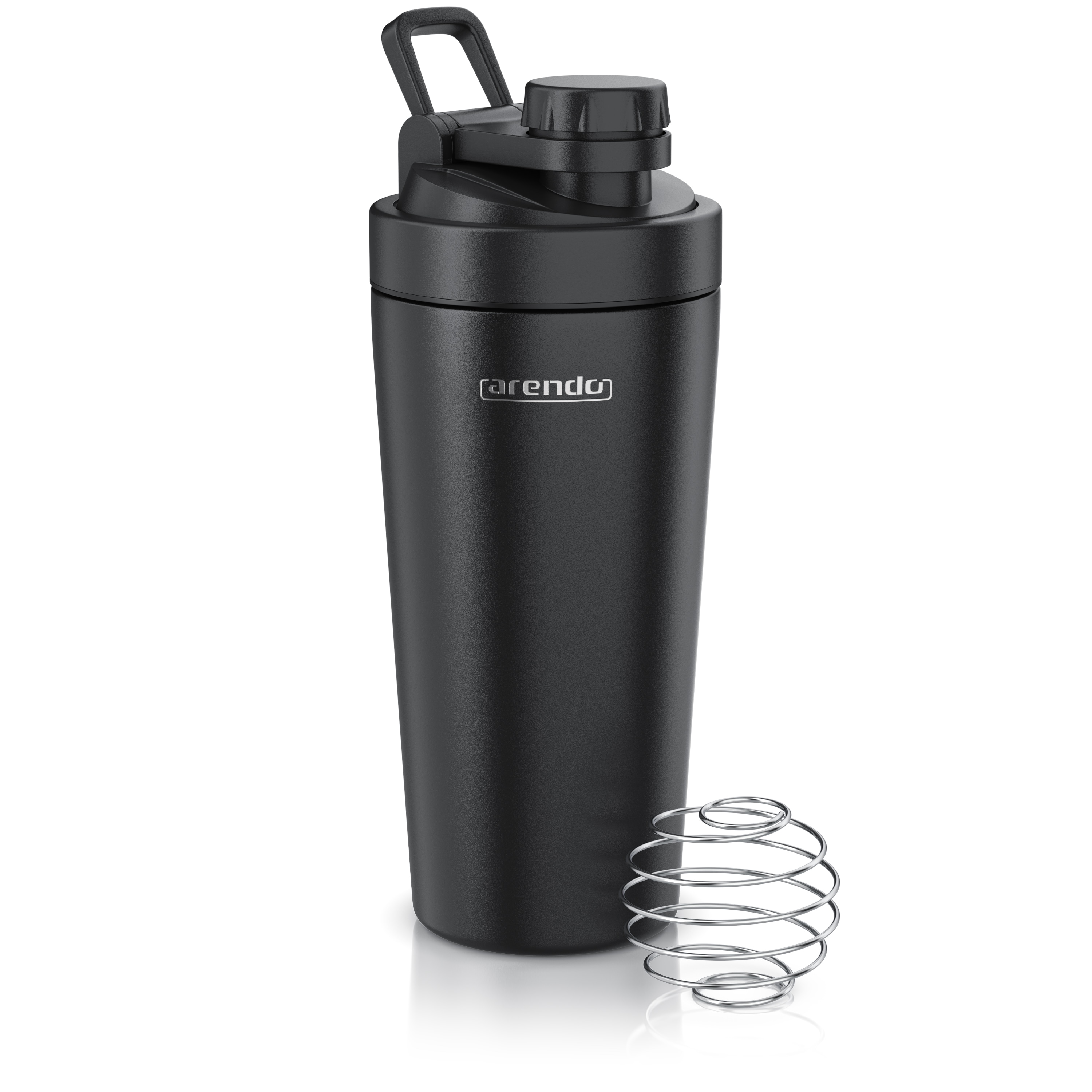 Arendo Protein Shaker, Edelstahl Eiwei&szlig;shaker 750 ml, verschlie&szlig;bar, bruchfest, BPA-frei, schwarz 