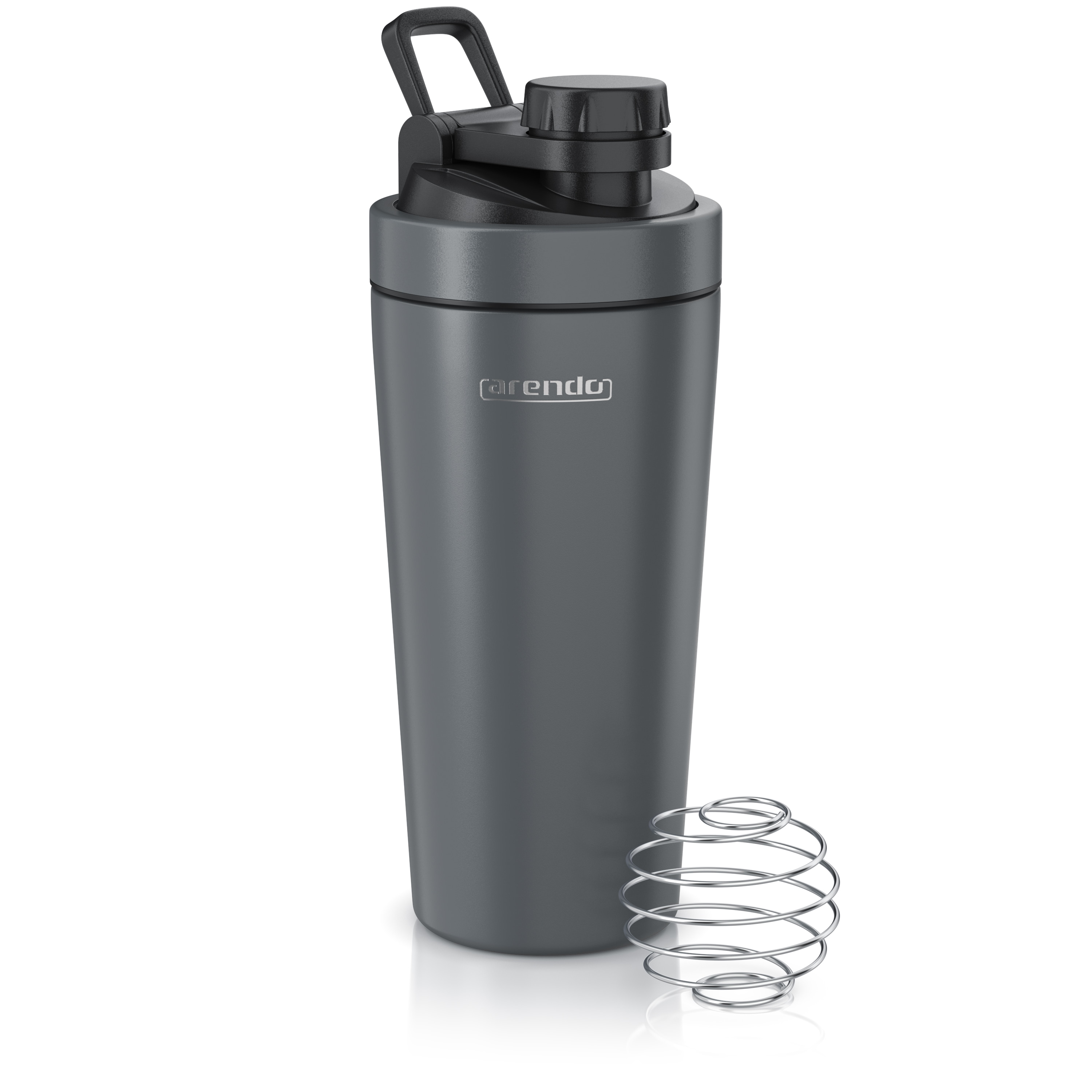 Arendo Protein Shaker, Edelstahl Eiwei&szlig;shaker 750 ml, verschlie&szlig;bar, bruchfest, BPA-frei, Cool Grey 