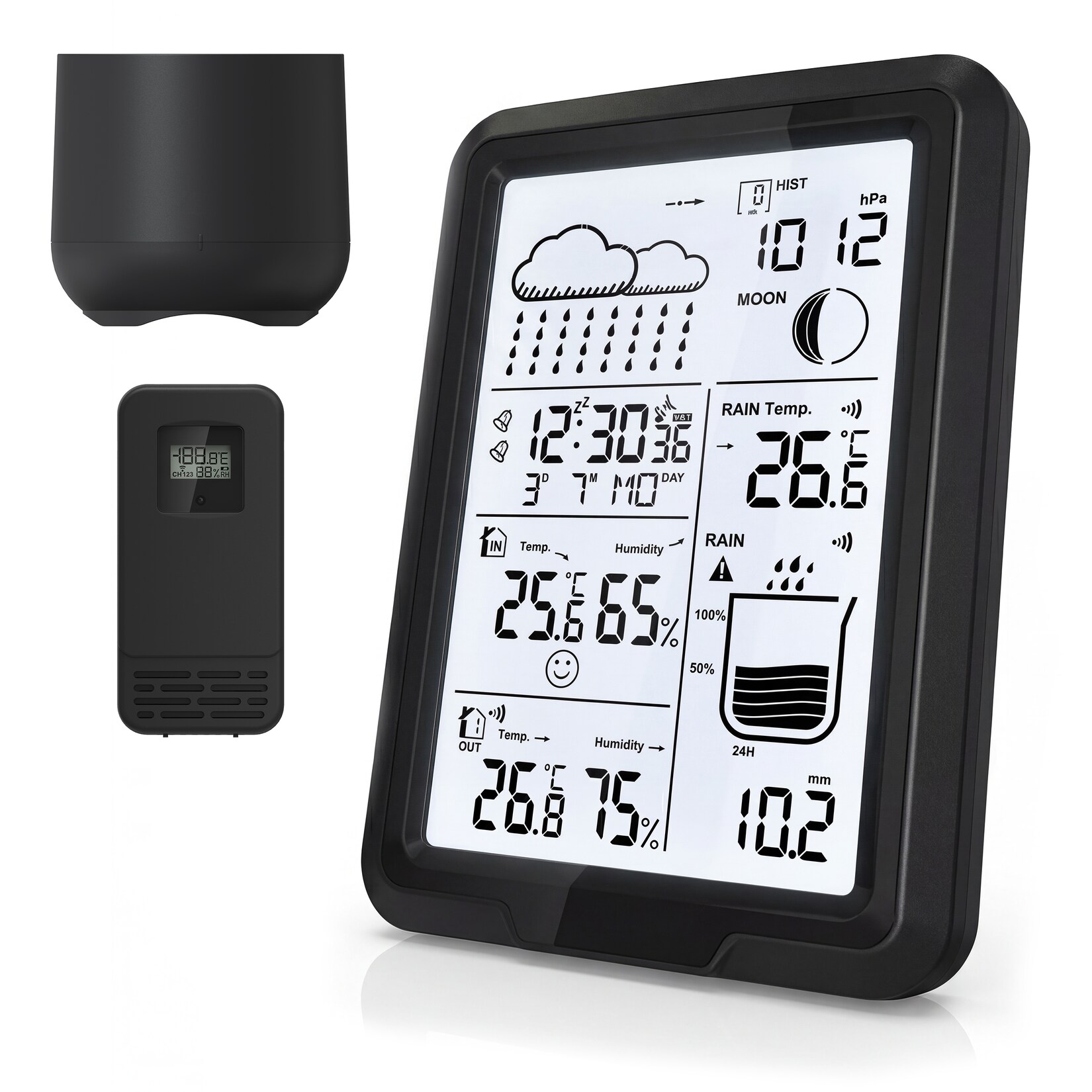 BEARWARE Wetterstation, Funk, Außensensor, Regensensor, Temperatur Luftfeuchtigkeit Luftdruck, nan