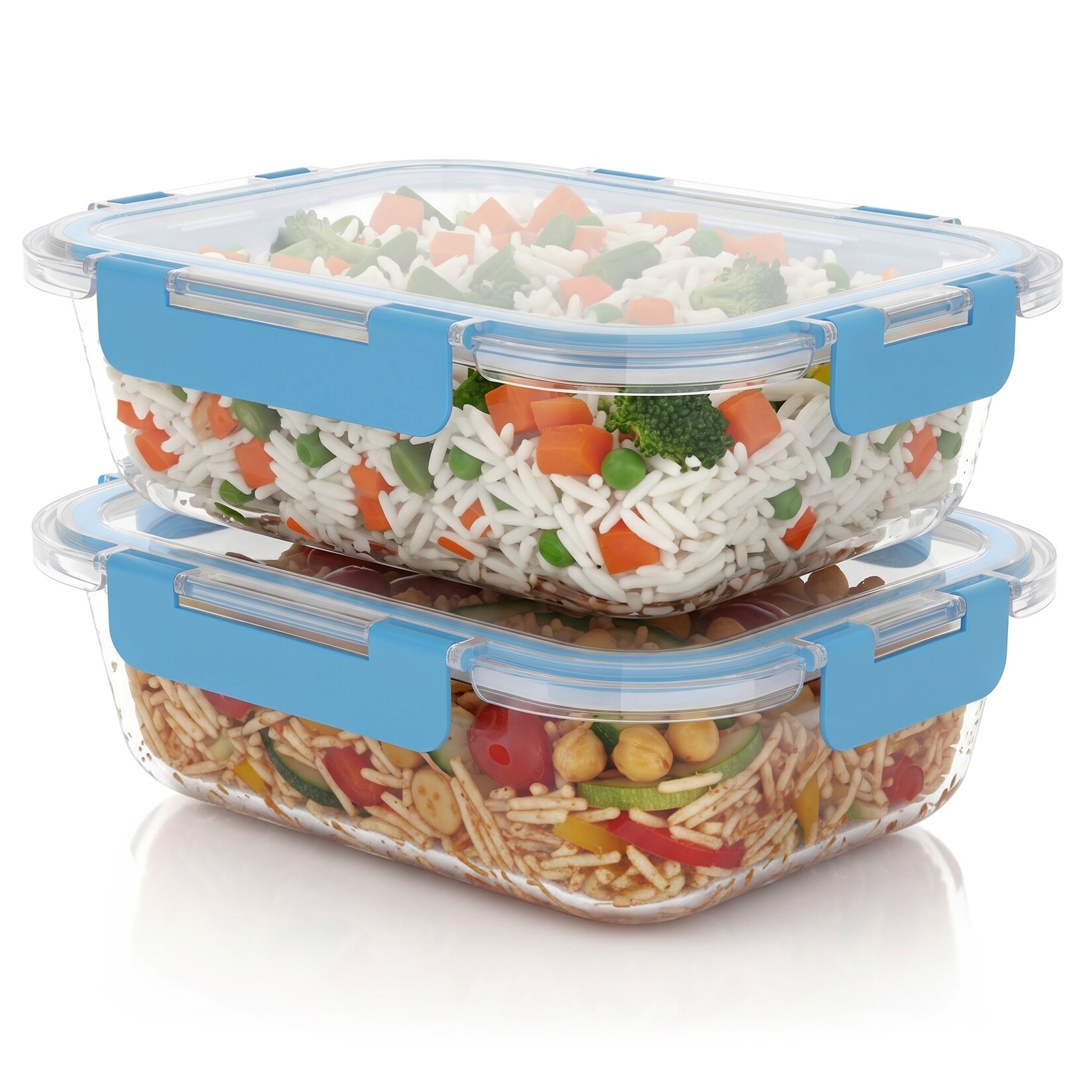 Arendo Frischhaltedose, Lunchbox rechteckig, lebensmittelecht, gefrier- & spülmaschinenfest, blau
