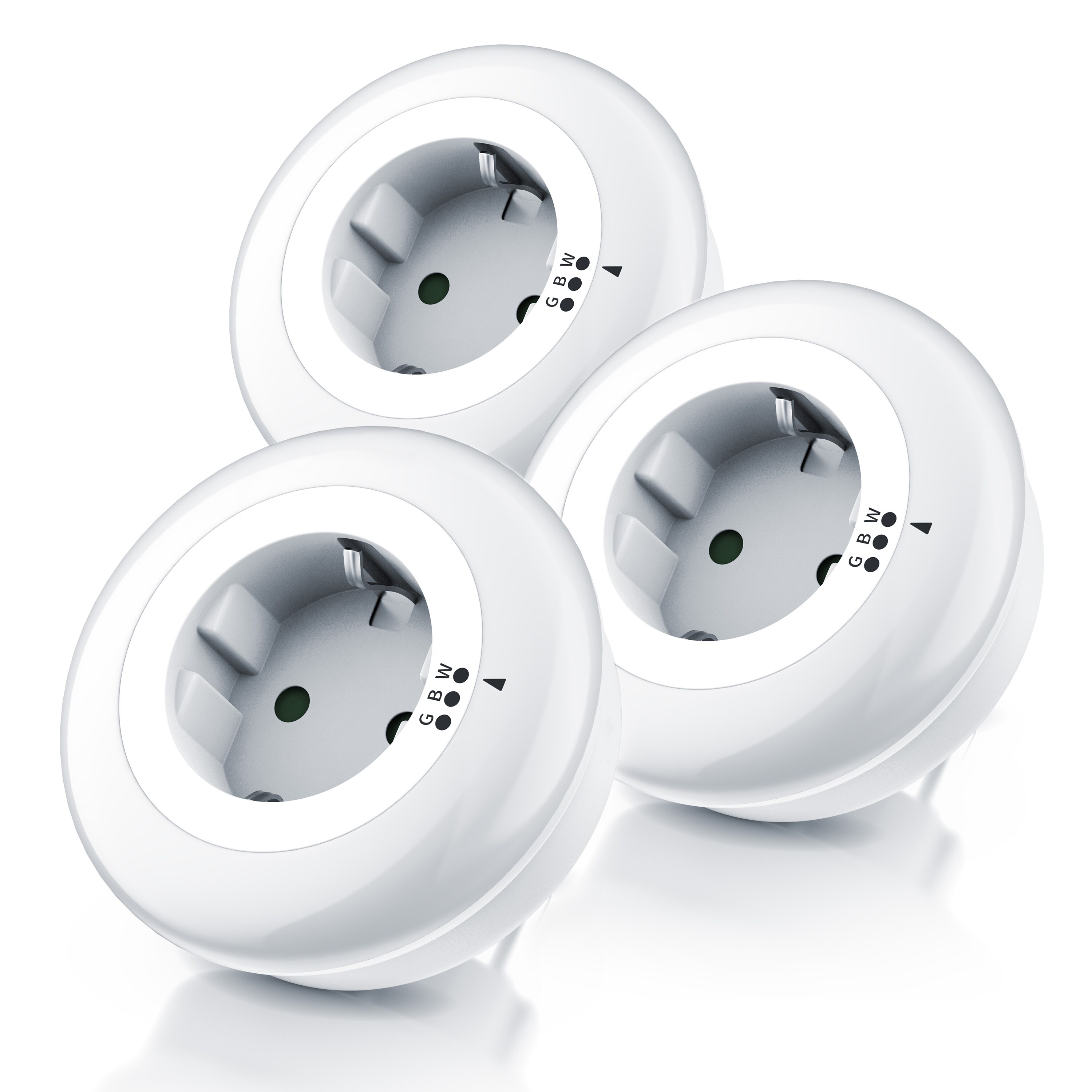Brandson 3x LED Nachtlicht mit Zwischenstecker & ausw&auml;hlbaren Farben Nachtlampe - Wei&szlig;/Gr&uuml;n/Blau 